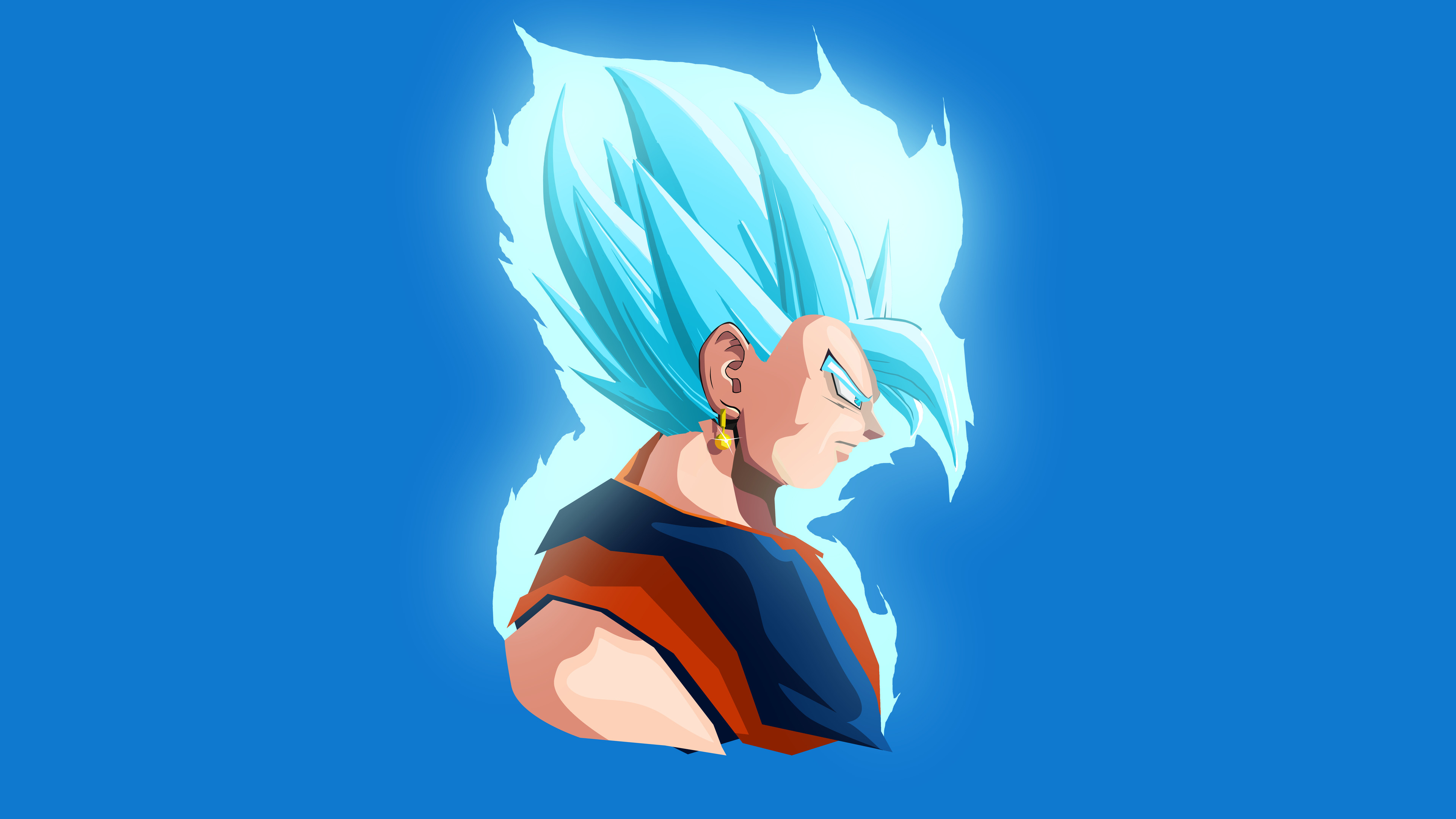 Dragon Ball Dragon Ball Super Super Saiyajin Blue Vegetto Cyan Hair Cyan Blue Background 3840x2160