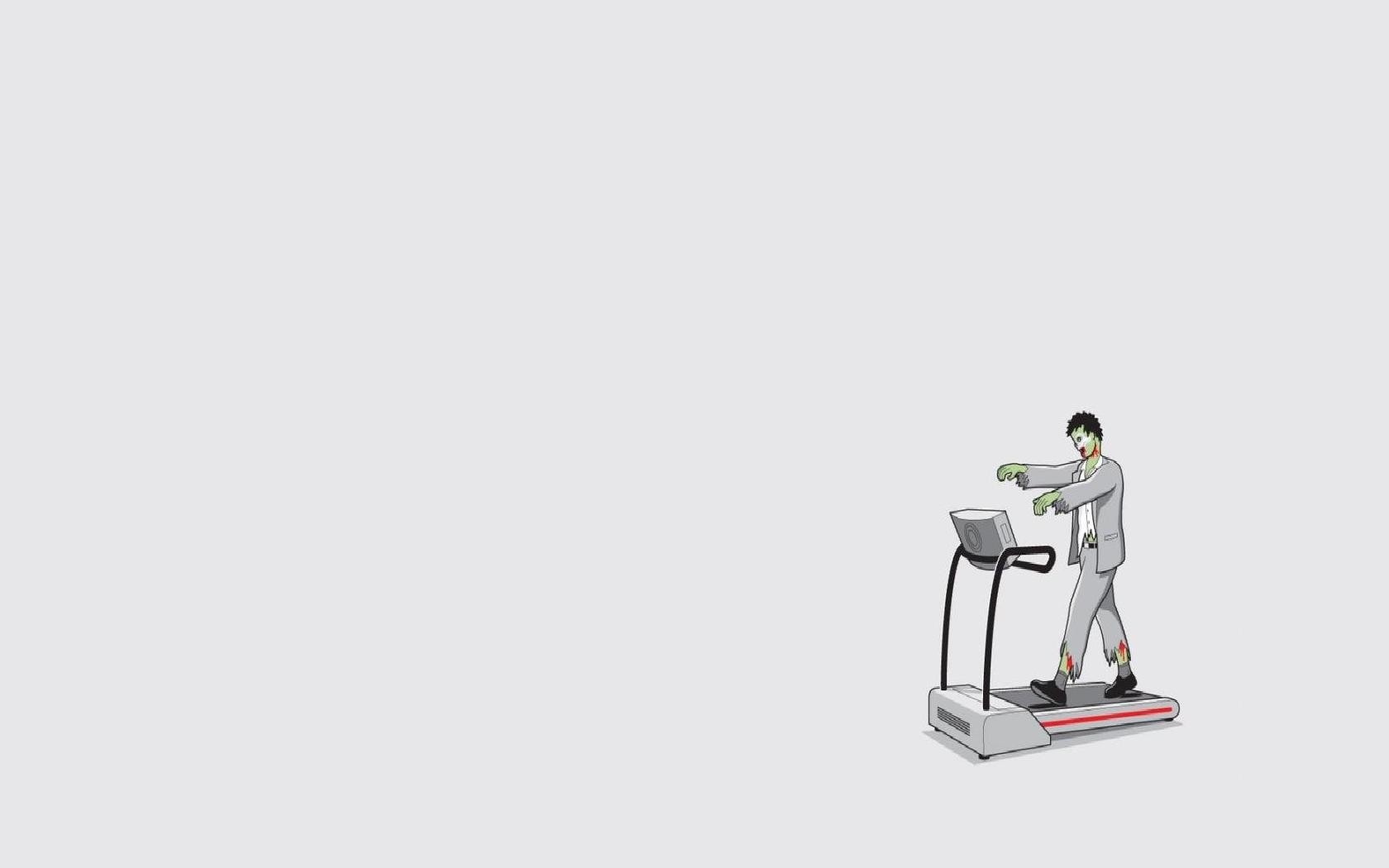 Minimalism Zombies Humor Undead Working Out Simple Background White Background 1680x1050