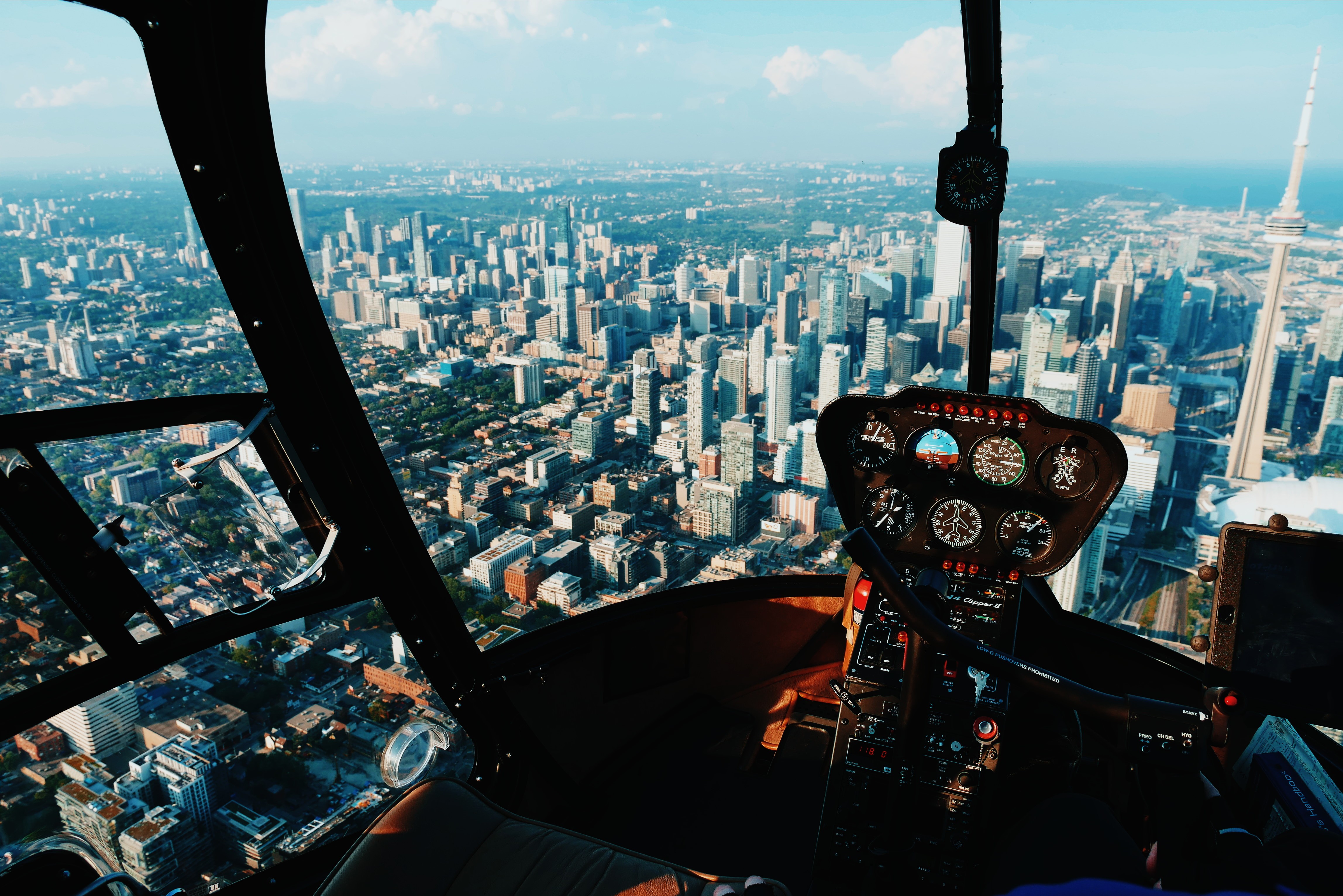 Helicopters Aerial View Building Cityscape Toronto CN Tower Canada Skyscraper Cockpit City 4592x3064