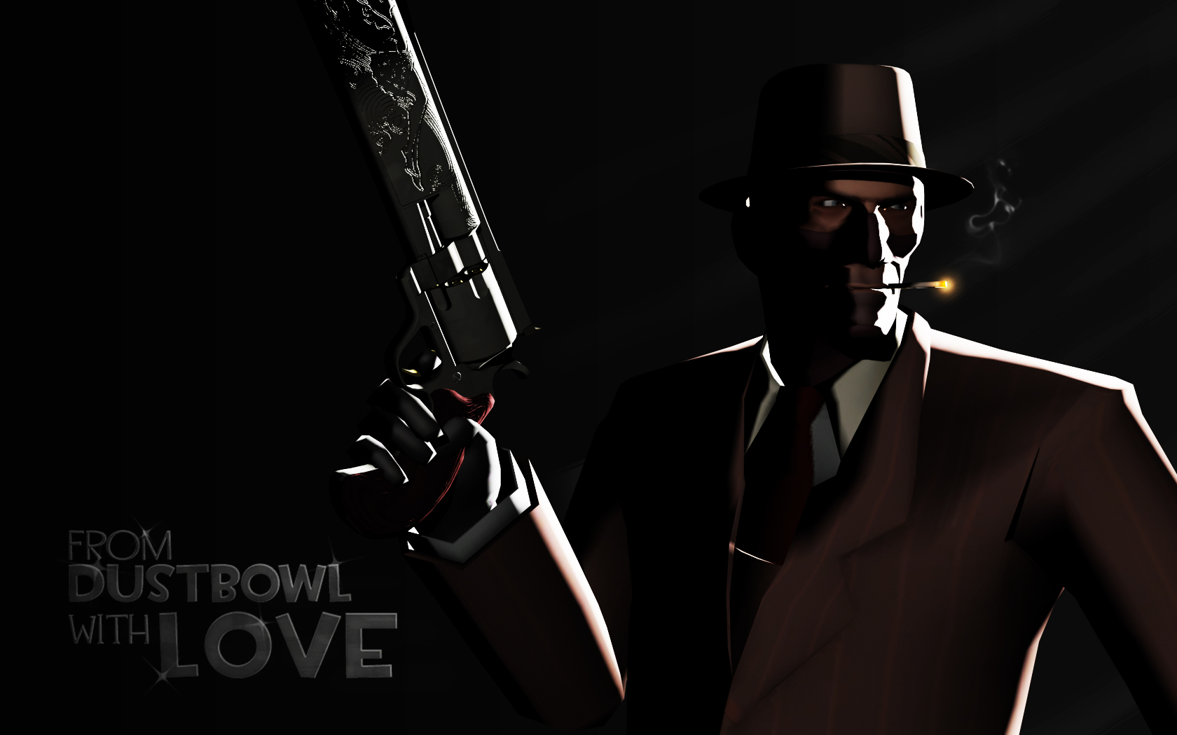 Team Fortress 2 Spy PC Gaming Gun Dark Smoking 1680x1050