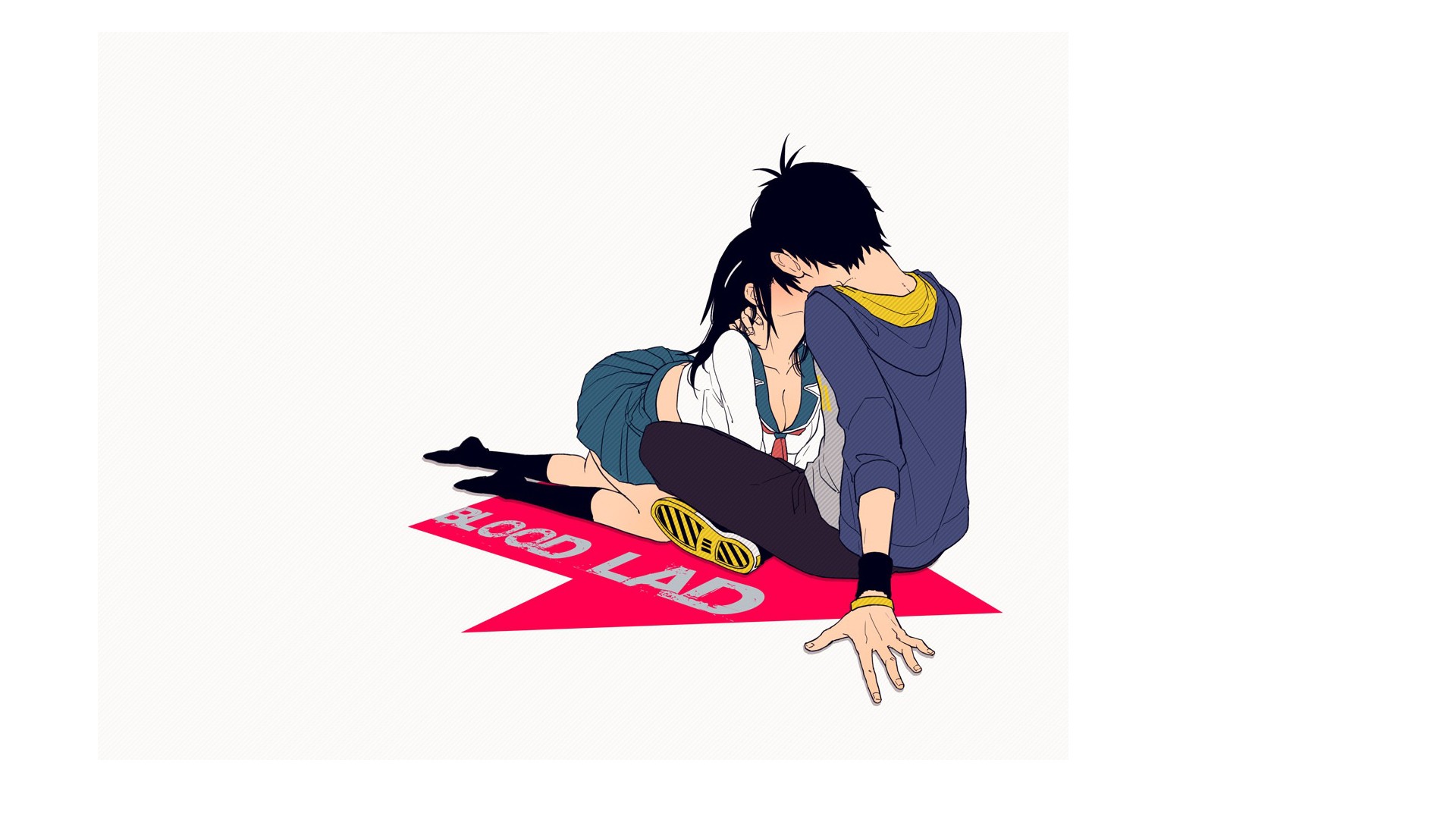Blood Lad Staz Charlie Kissing Yanagi Fuyumi Anime Boys Arrows Design Simple Background White Backgr 1920x1080
