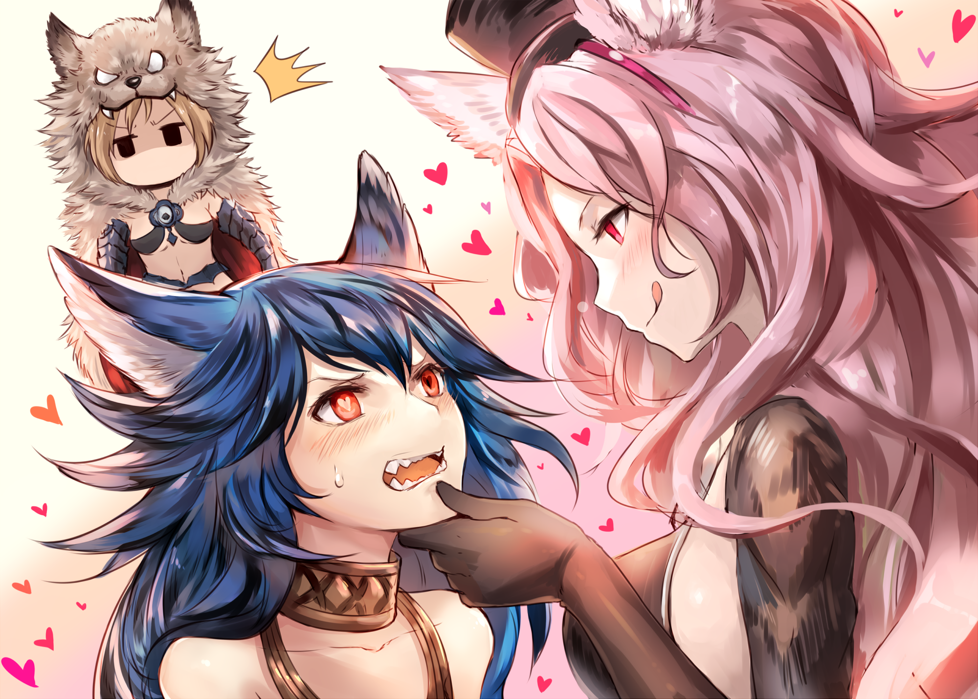 Granblue Fantasy Djeeta Granblue Fantasy Ferry Granblue Fantasy Animal Ears Pink Hair Blue Hair Red  2000x1429