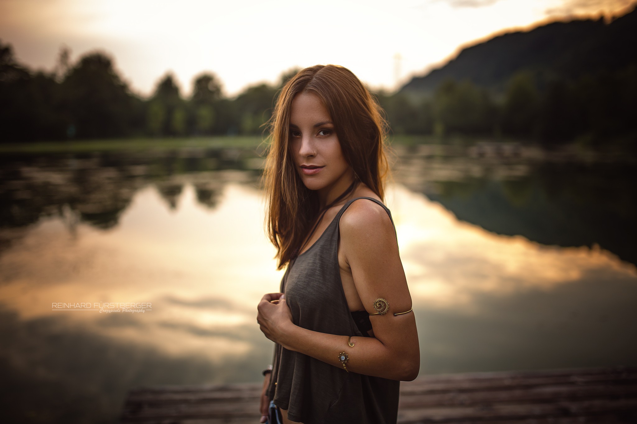 Women Women Outdoors Brunette Pierced Nose Portrait Brown Eyes Sunset Depth Of Field Smirk Tanned Fa 2048x1365