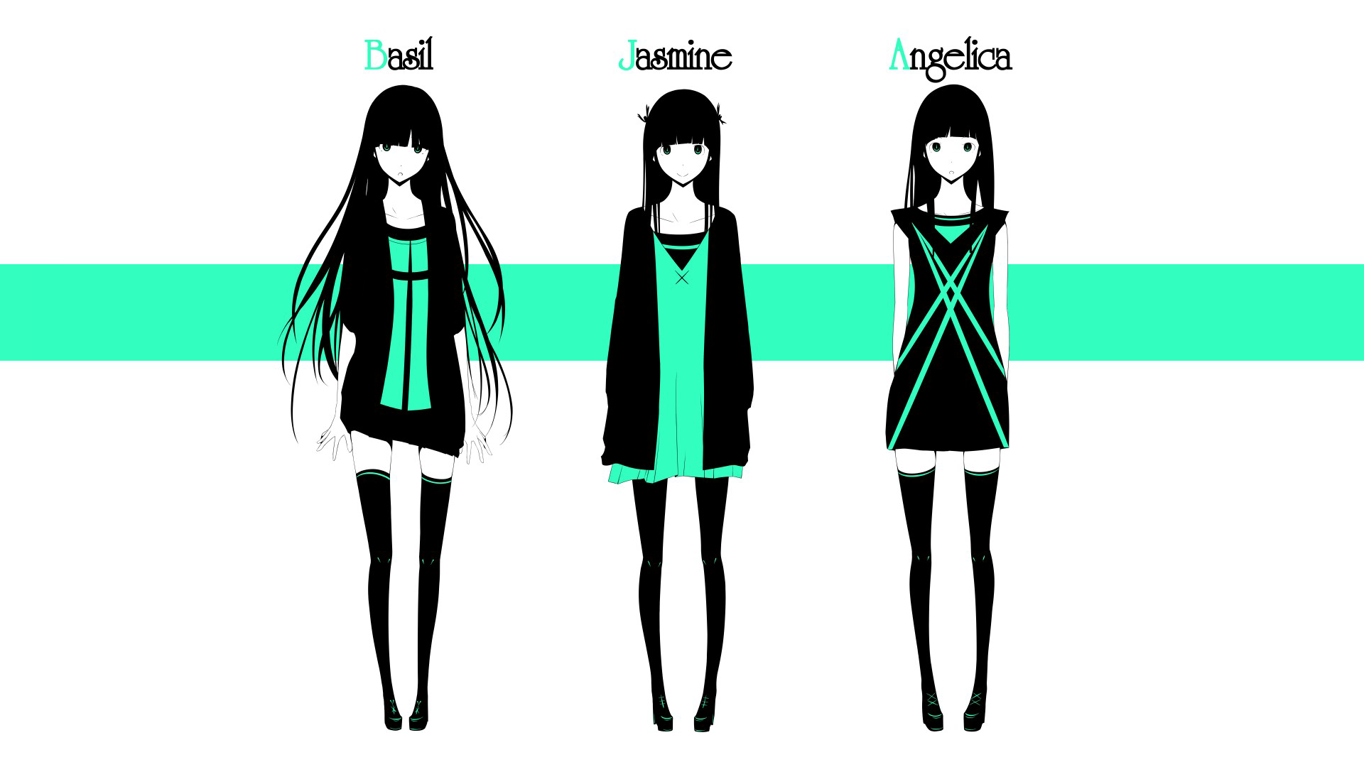 Haru Anime Girls Simple Background Thigh Highs Dress Long Hair Short Hair 1920x1080
