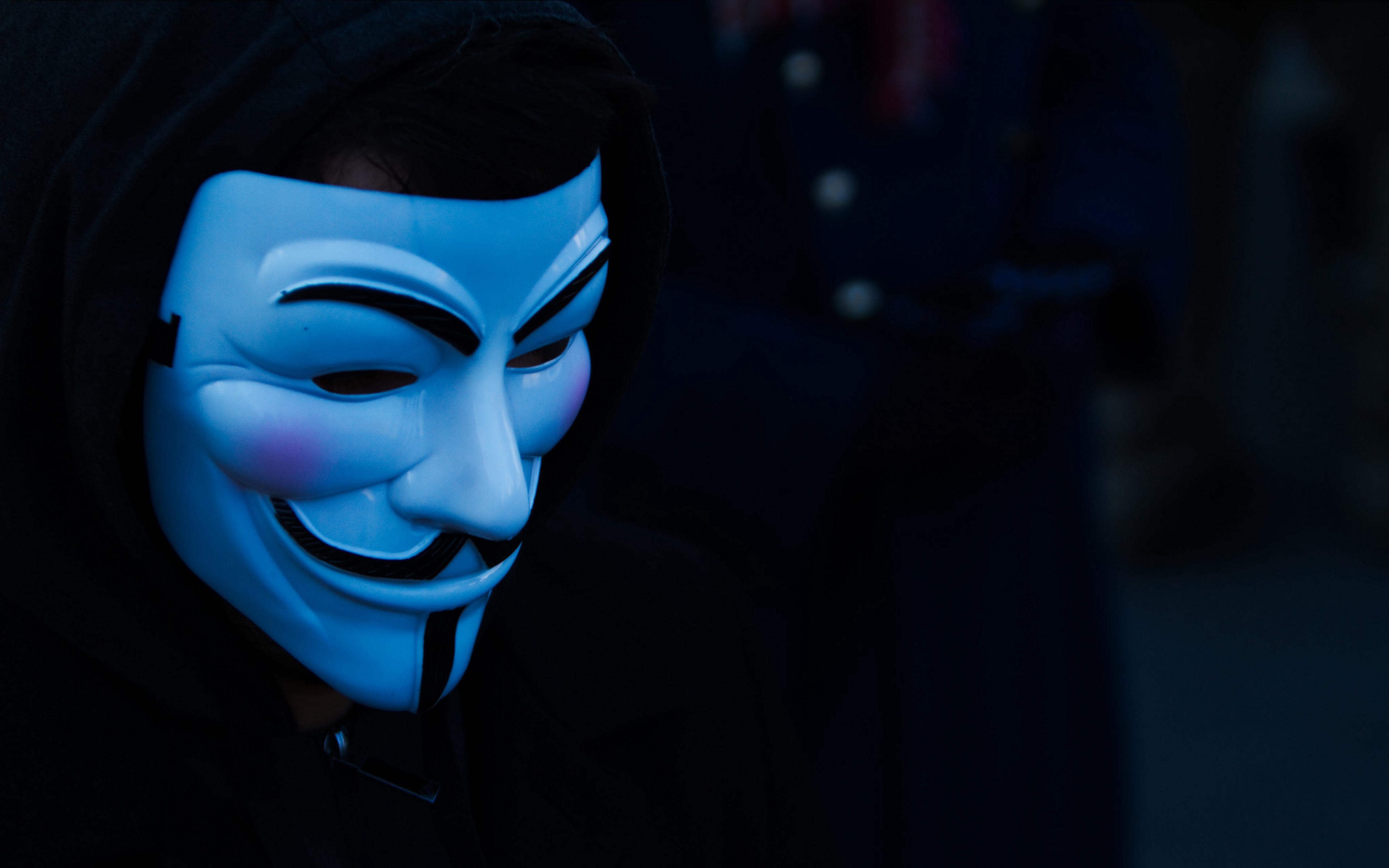 Mask Anonymous Hoods Blue Guy Fawkes Mask 3840x2400