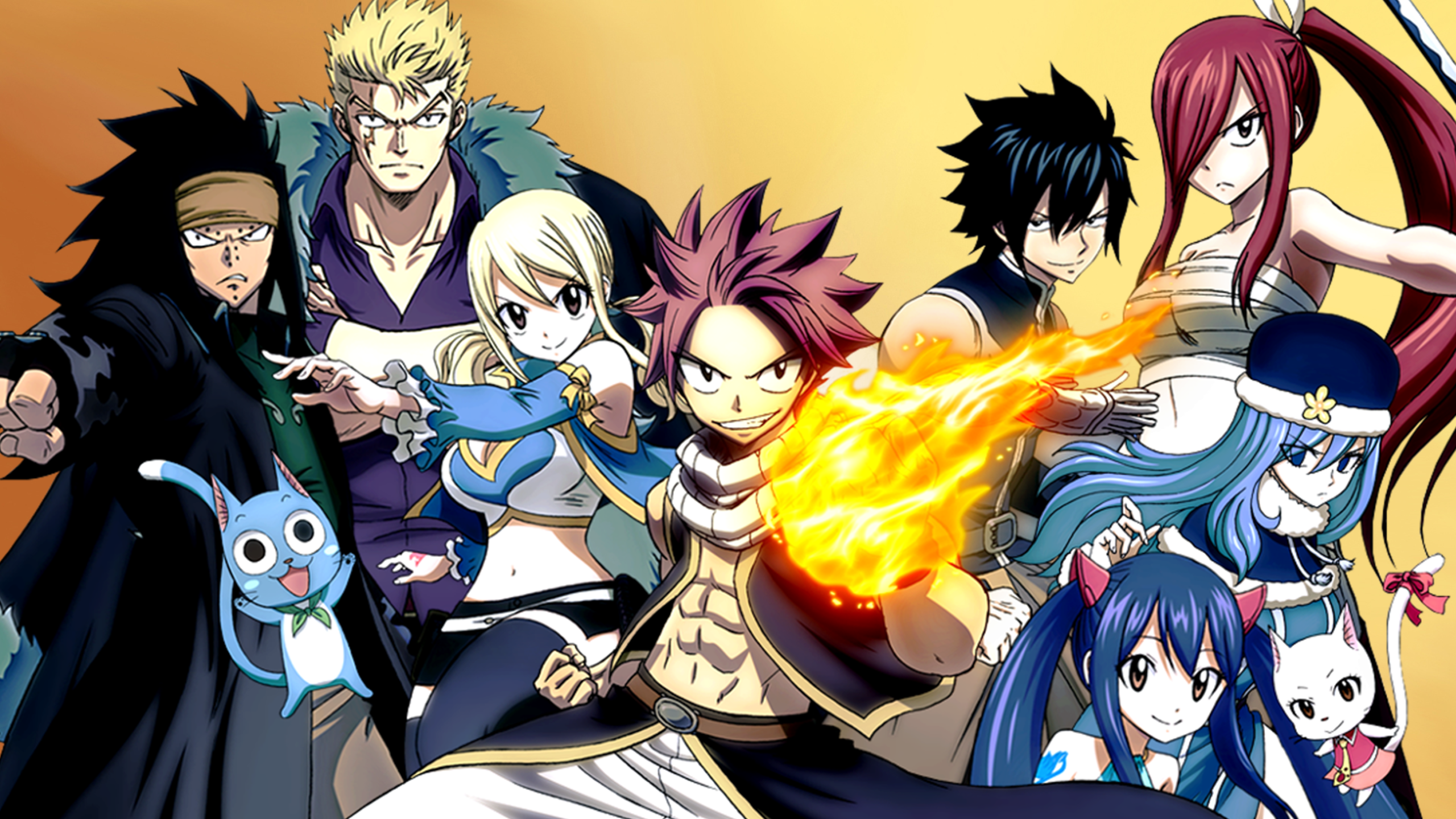 Lucy Heartfilia Natsu Dragneel Wendy Marvell Erza Scarlet Gray Fullbuster Charles Fairy Tail Happy F 2560x1440