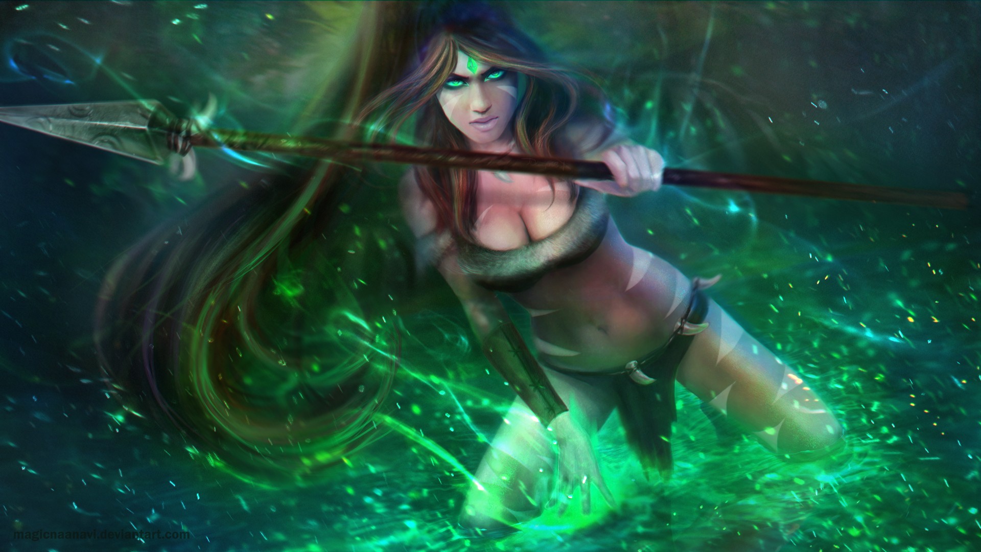 Anime Girls Anime League Of Legends Realistic Nidalee League Of Legends Riot Games MagicnaAnavi Spea 1920x1080