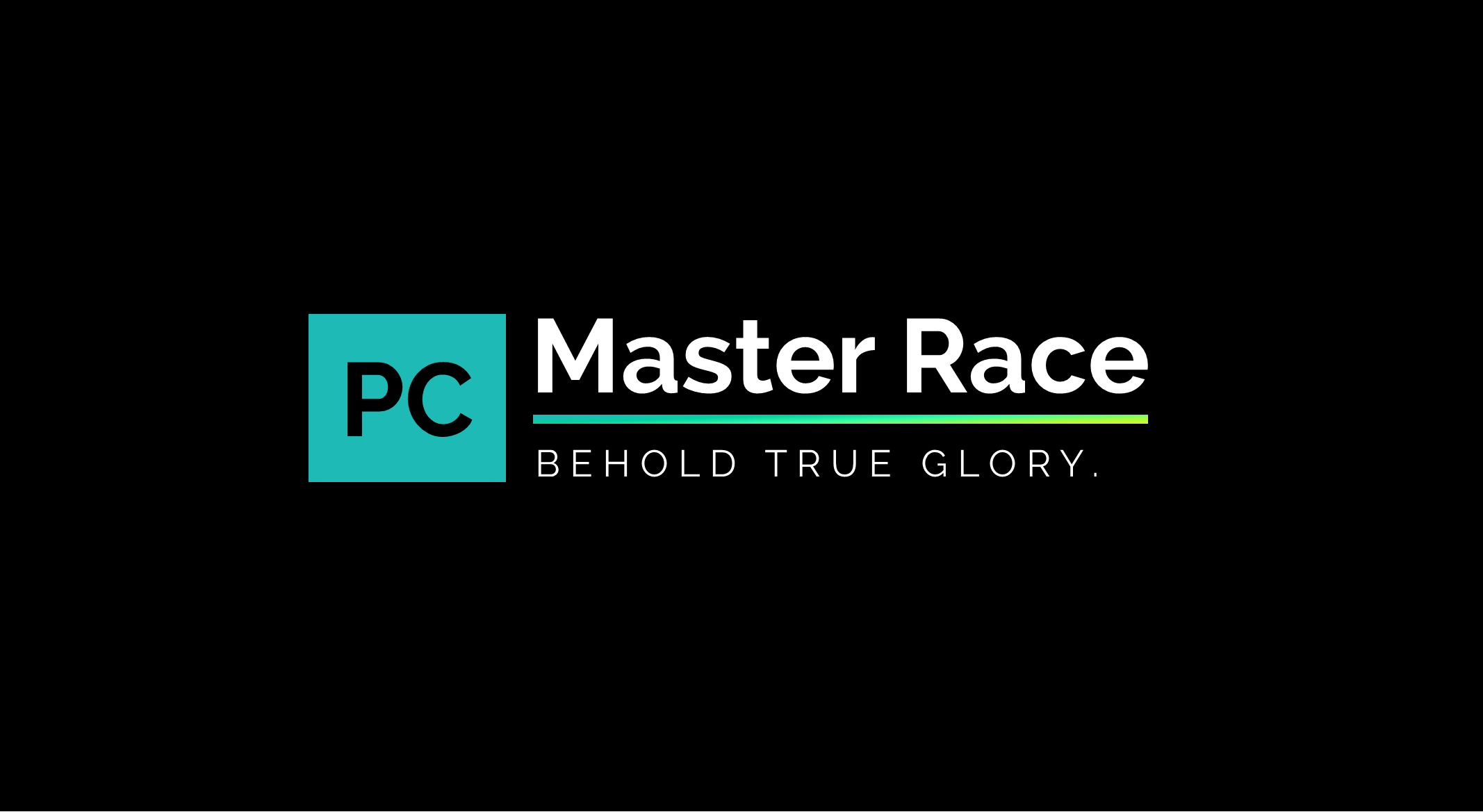 PC Master Race Simple Typography Black Background Humor Turquoise 2134x1169