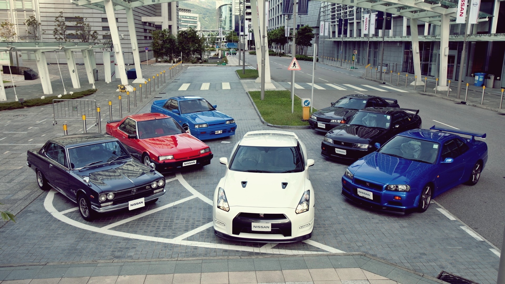 Nissan Nissan Skyline Car Japanese Cars Vehicle White Cars Blue Cars Red Cars Cityscape Nissan Skyli 1920x1080