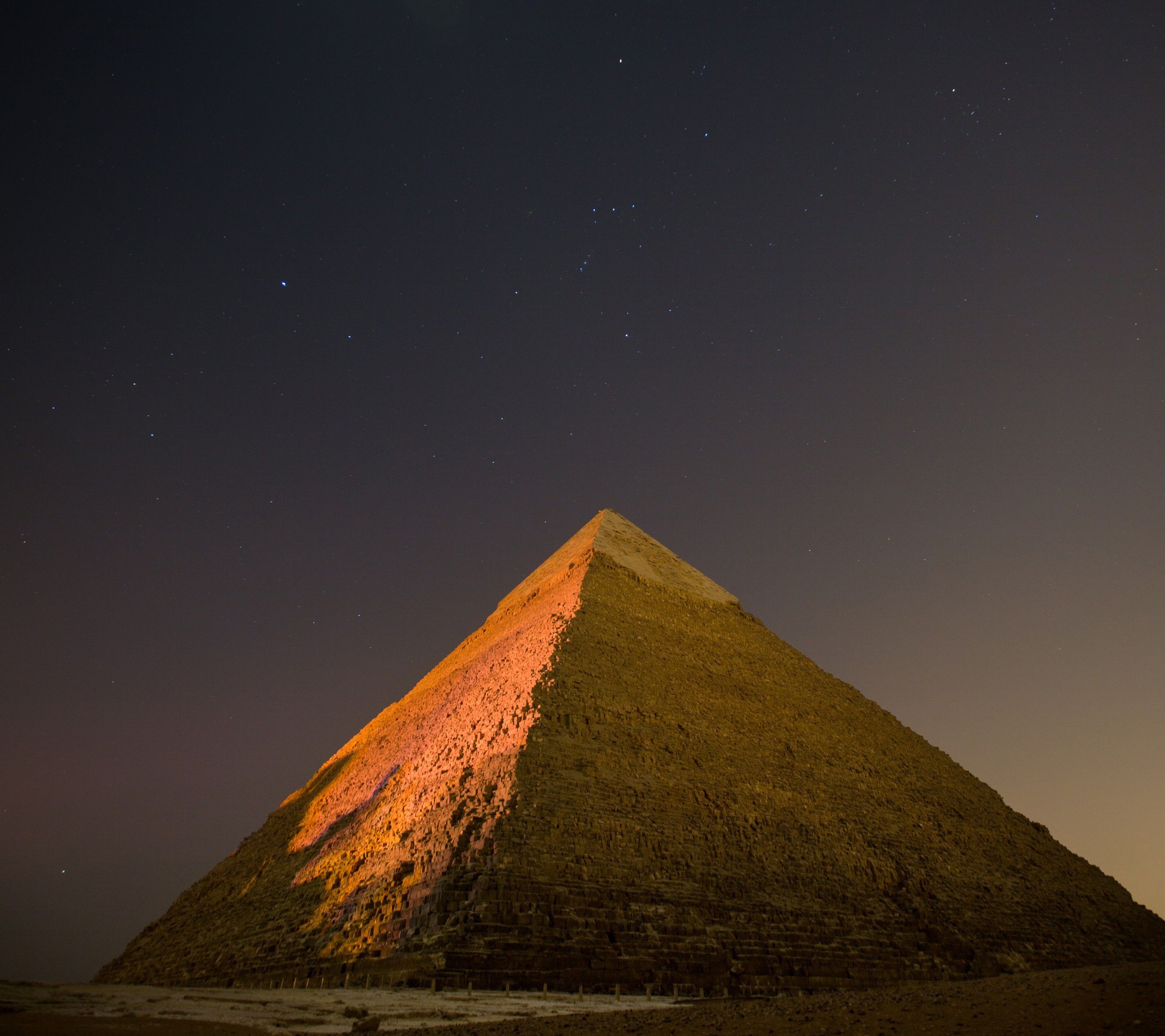 Pyramid Pyramids Of Giza Egypt Sky Night Stars Bricks 2879x2560