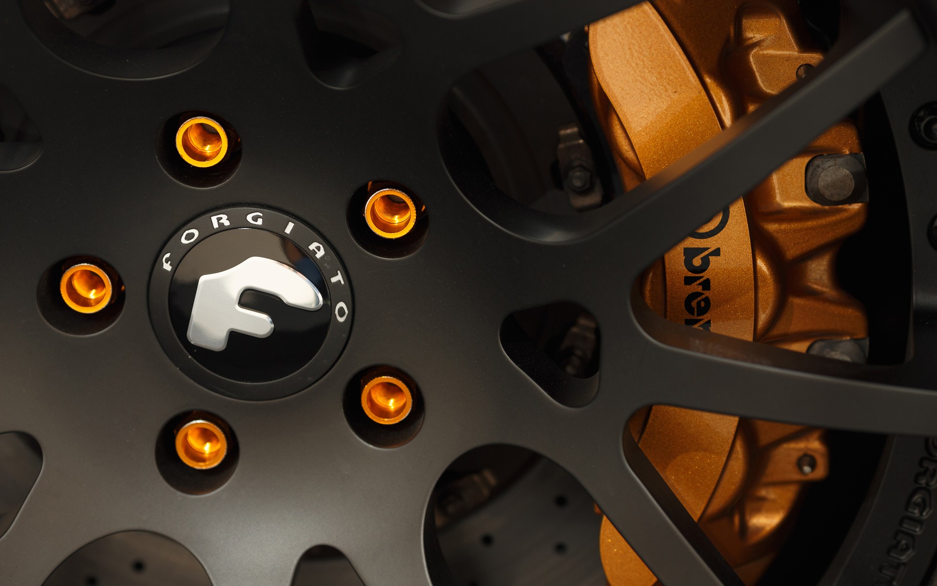 Forgiato Brembo Rims Wheels Closeup Orange 1920x1200