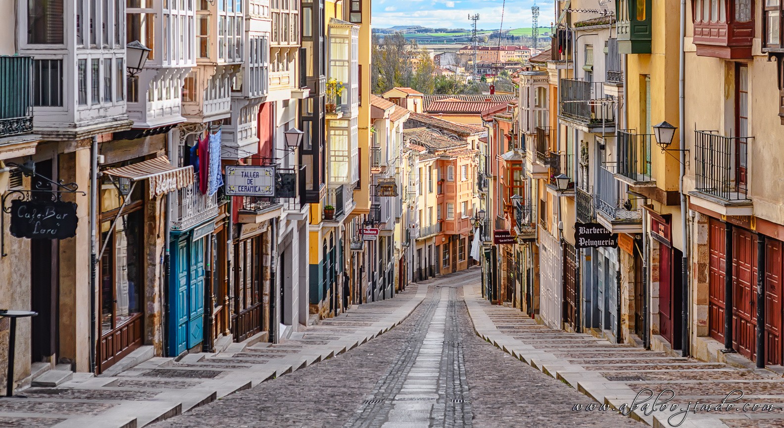 Street Town Colorful Cafes Bar Stores Building Pavements Old Building Spain 1584x865