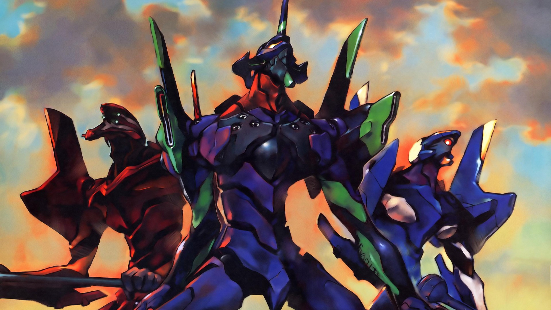 Neon Genesis Evangelion EVA Unit 00 EVA Unit 02 EVA Unit 01 Anime 1920x1080