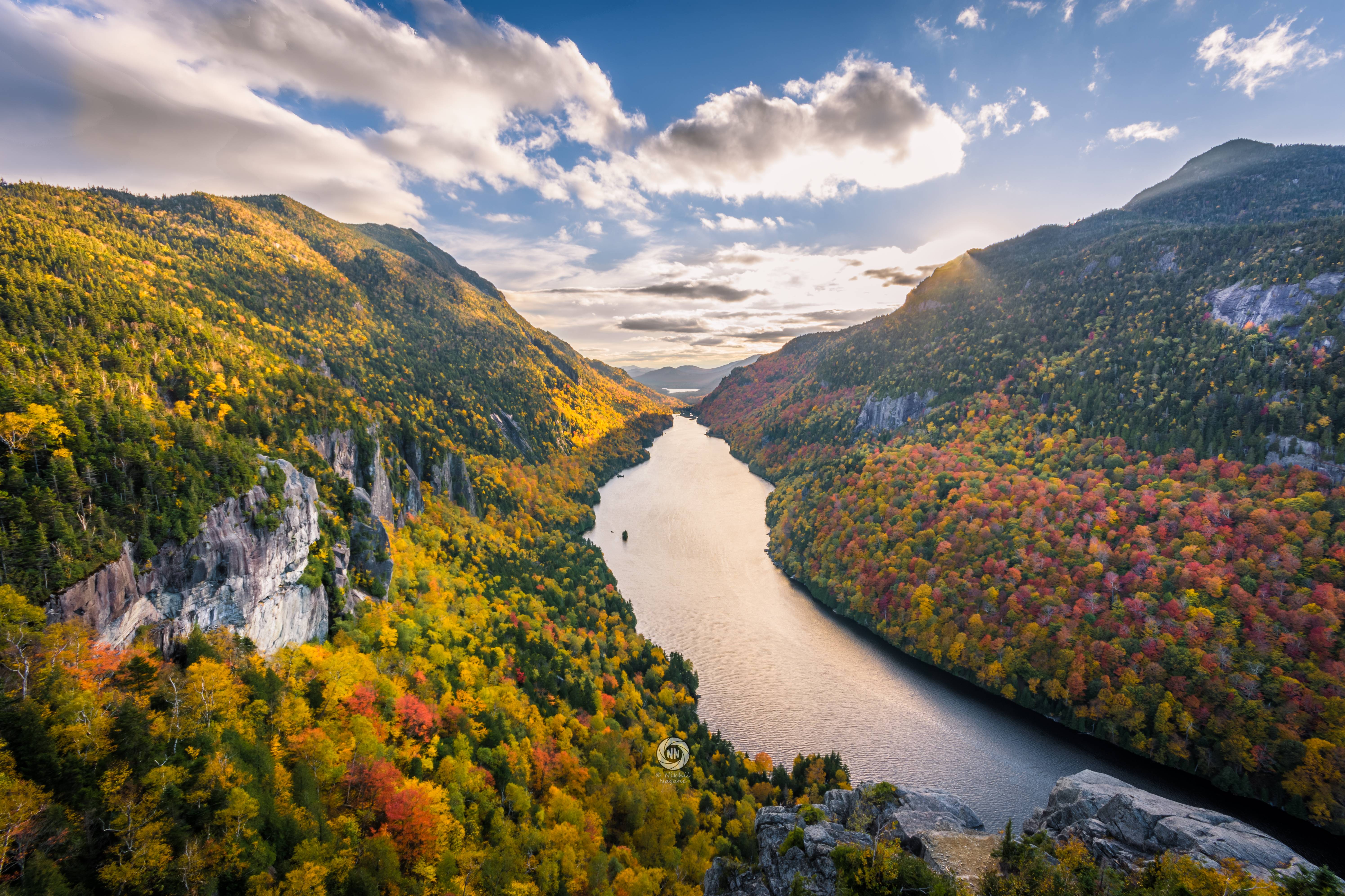 New York State River Mountains Trees Clouds Fall Without People 5981x3987