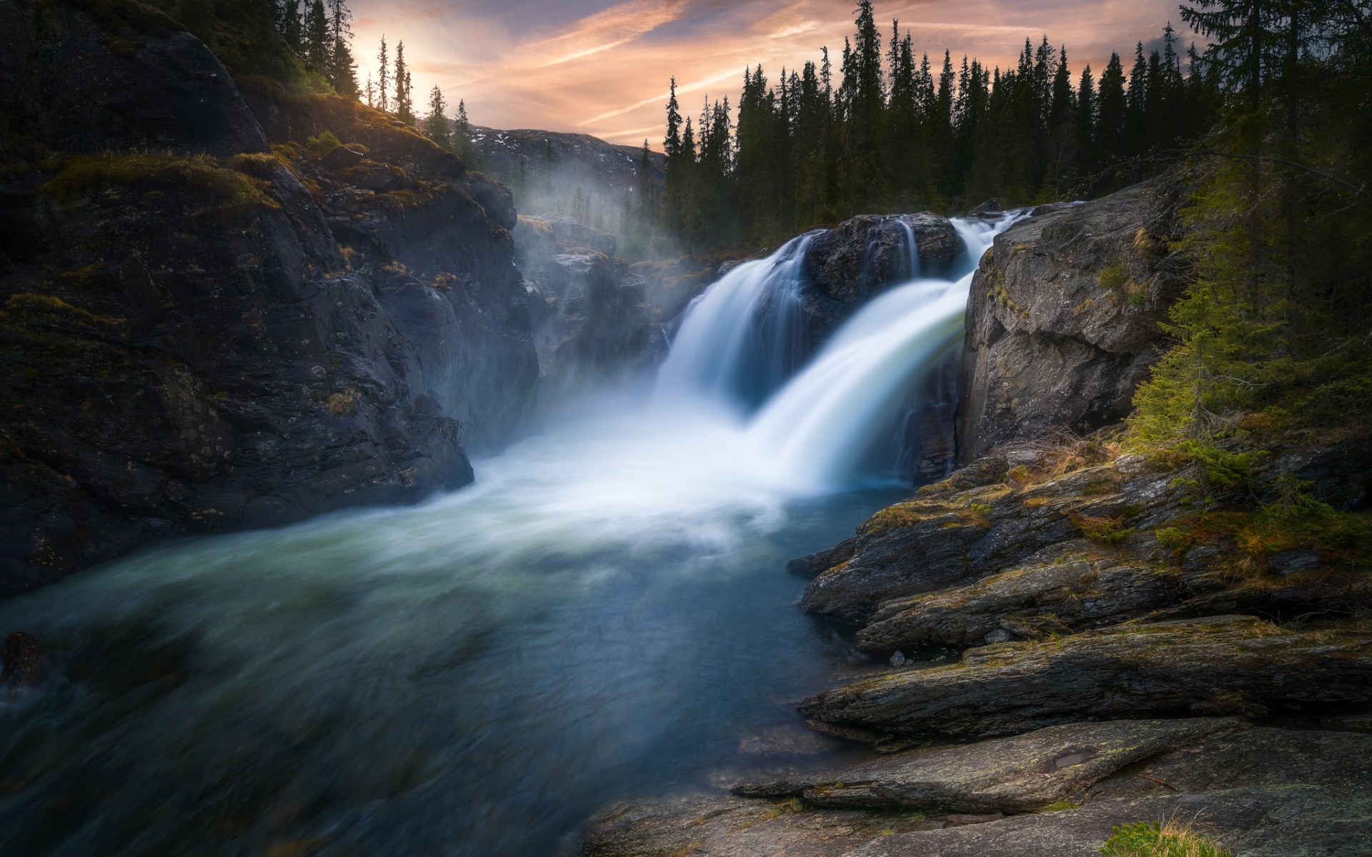 Ole Henrik Skjelstad Nature Waterfall Water River Landscape Long Exposure 500px Norway Without Peopl 1920x1200