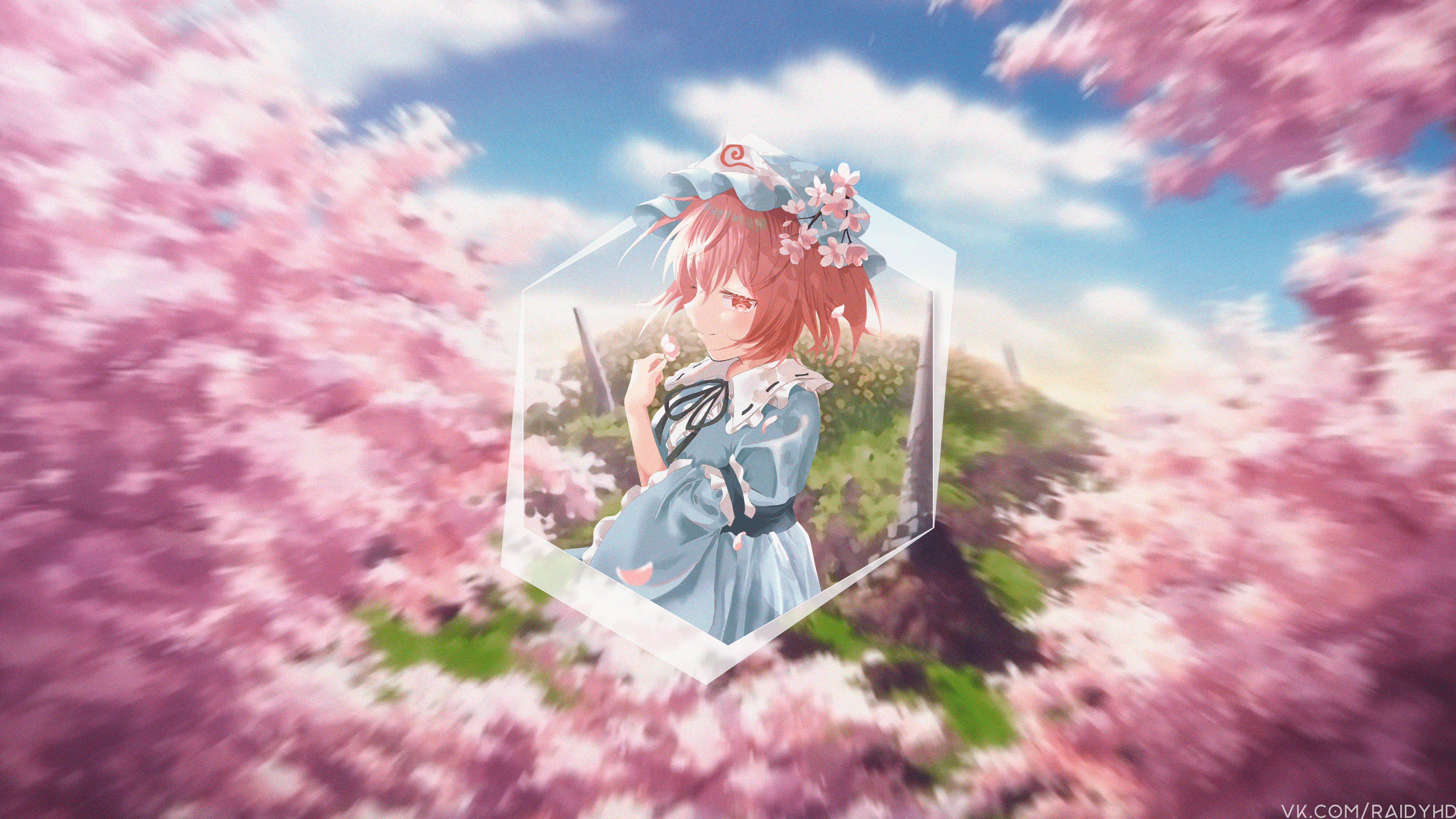 Anime Anime Girls Picture In Picture Touhou Saigyouji Yuyuko Cherry Blossom 3840x2160