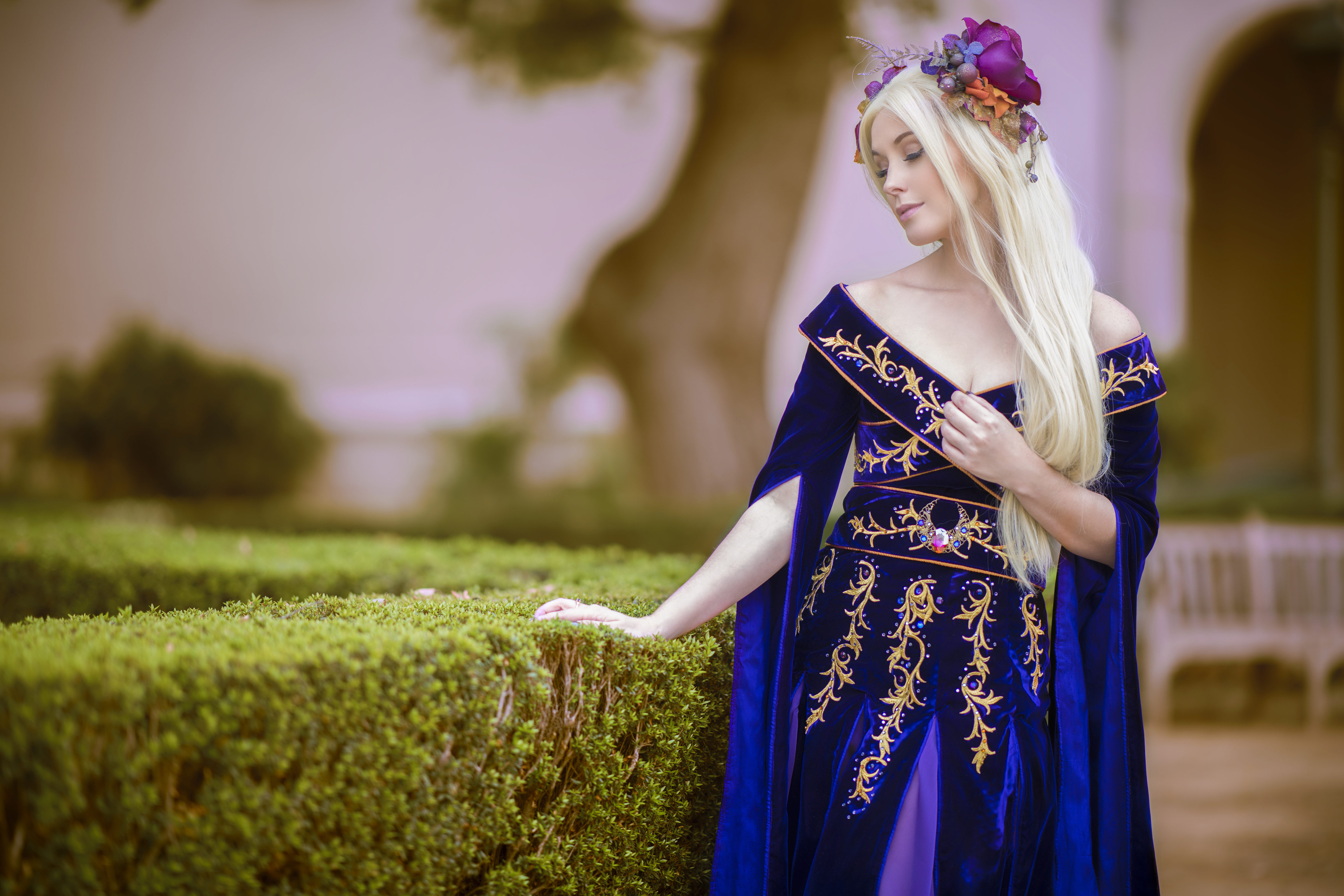 Fantasy Girl Purple Clothing Women Blonde Queen Royalty 4541x3027