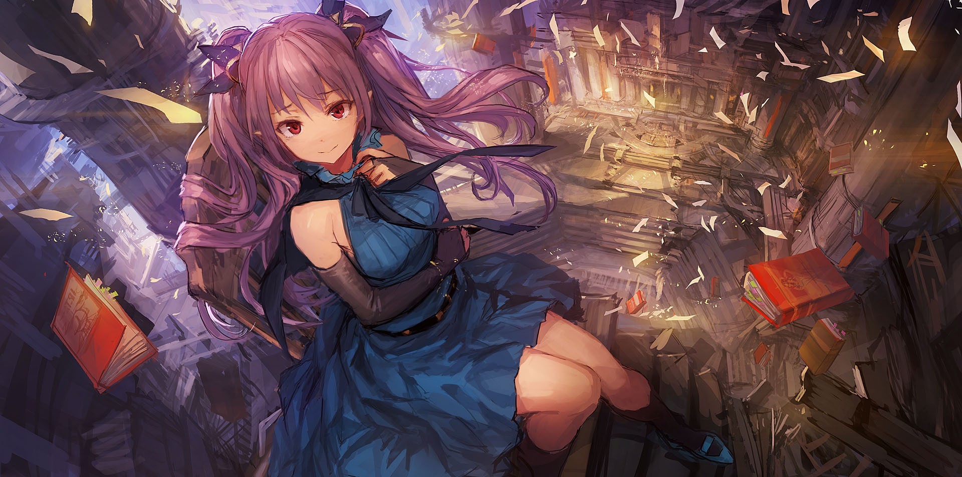 Fantasy Art Op Center Purple Hair Original Characters 1920x952