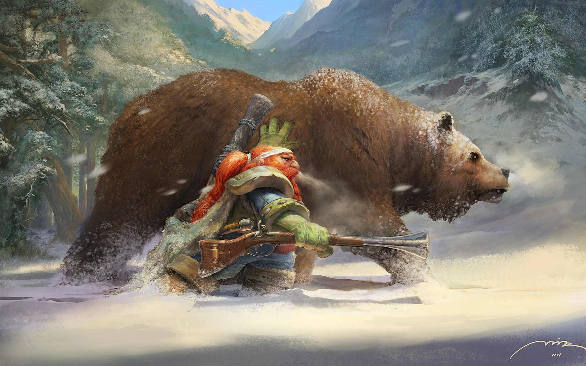 World Of Warcraft Dwarfs Hunter Redhead Brown Bear 1920x1200