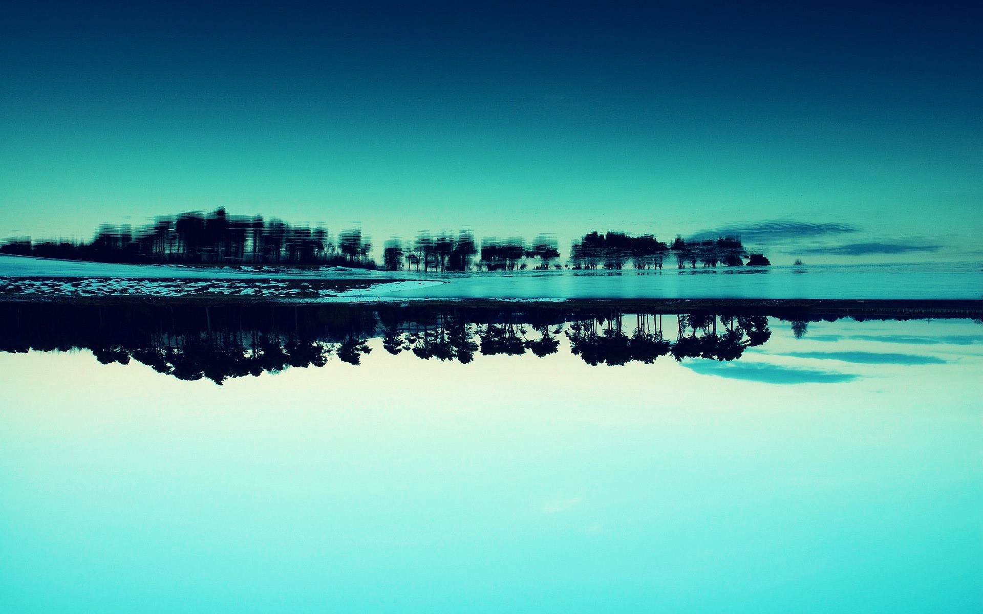Landscape Nature Reflection Blue Calm Water Trees Sky Inverted Cyan Snow Turquoise 1920x1200