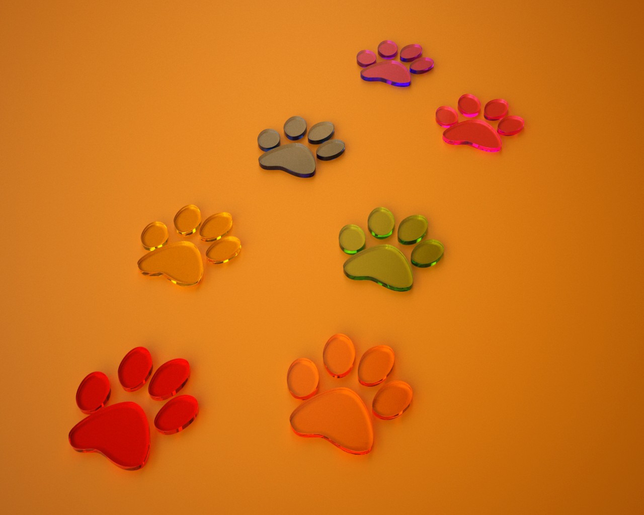 3D Dog Footprints 1280x1024