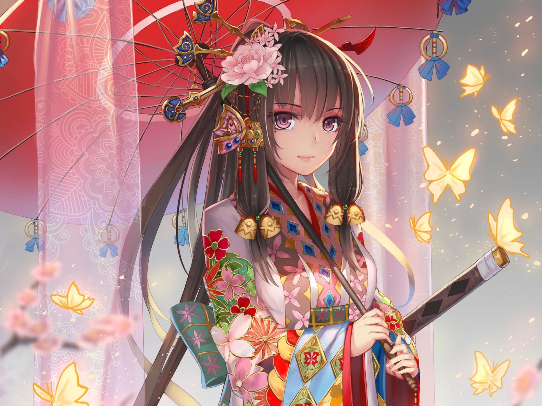 Anime Butterflies Japanese Umbrella Katana 1860x1395