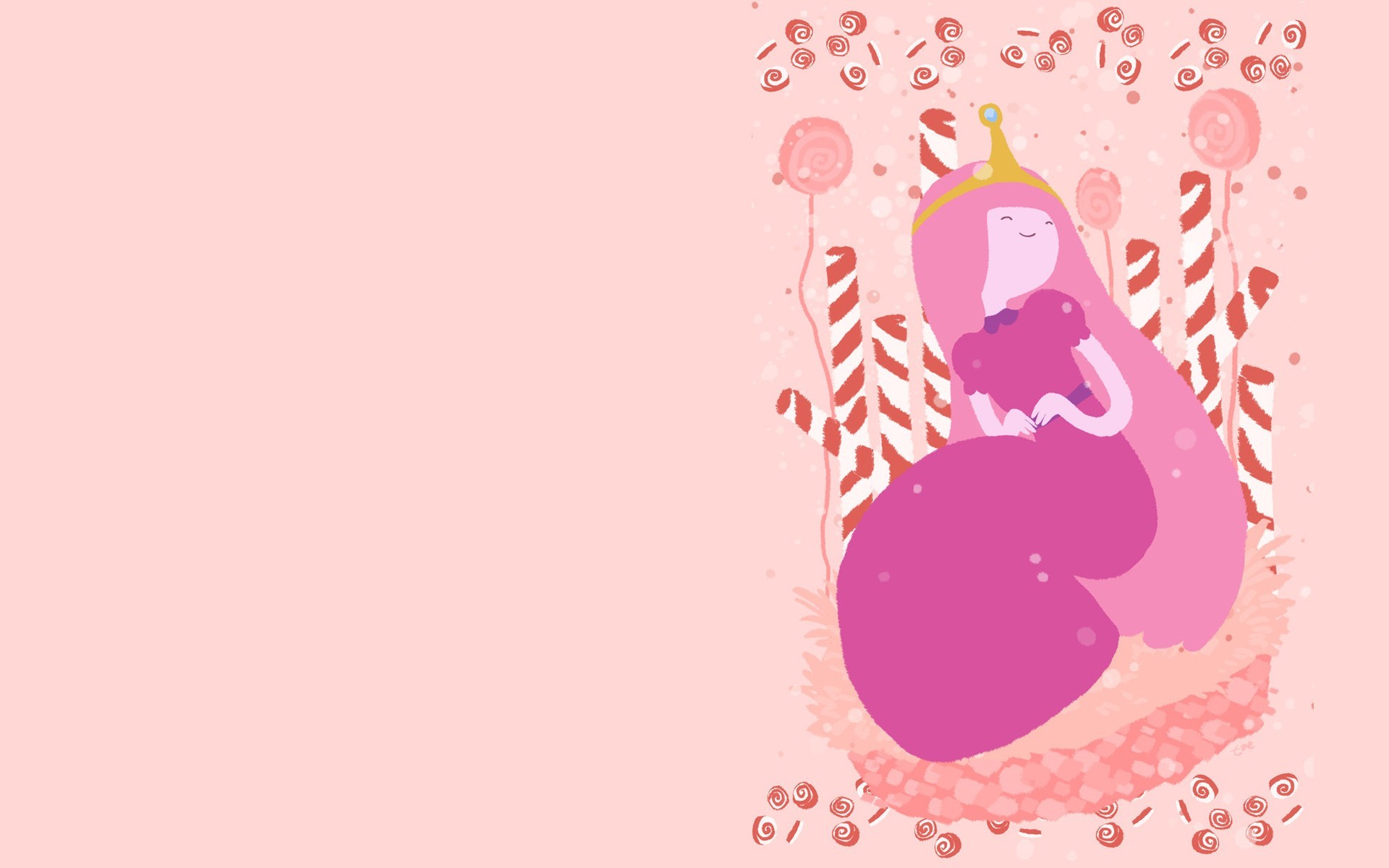 Princess Bubblegum Fantasy Girl Pink Hair Simple Background Pink 1920x1200