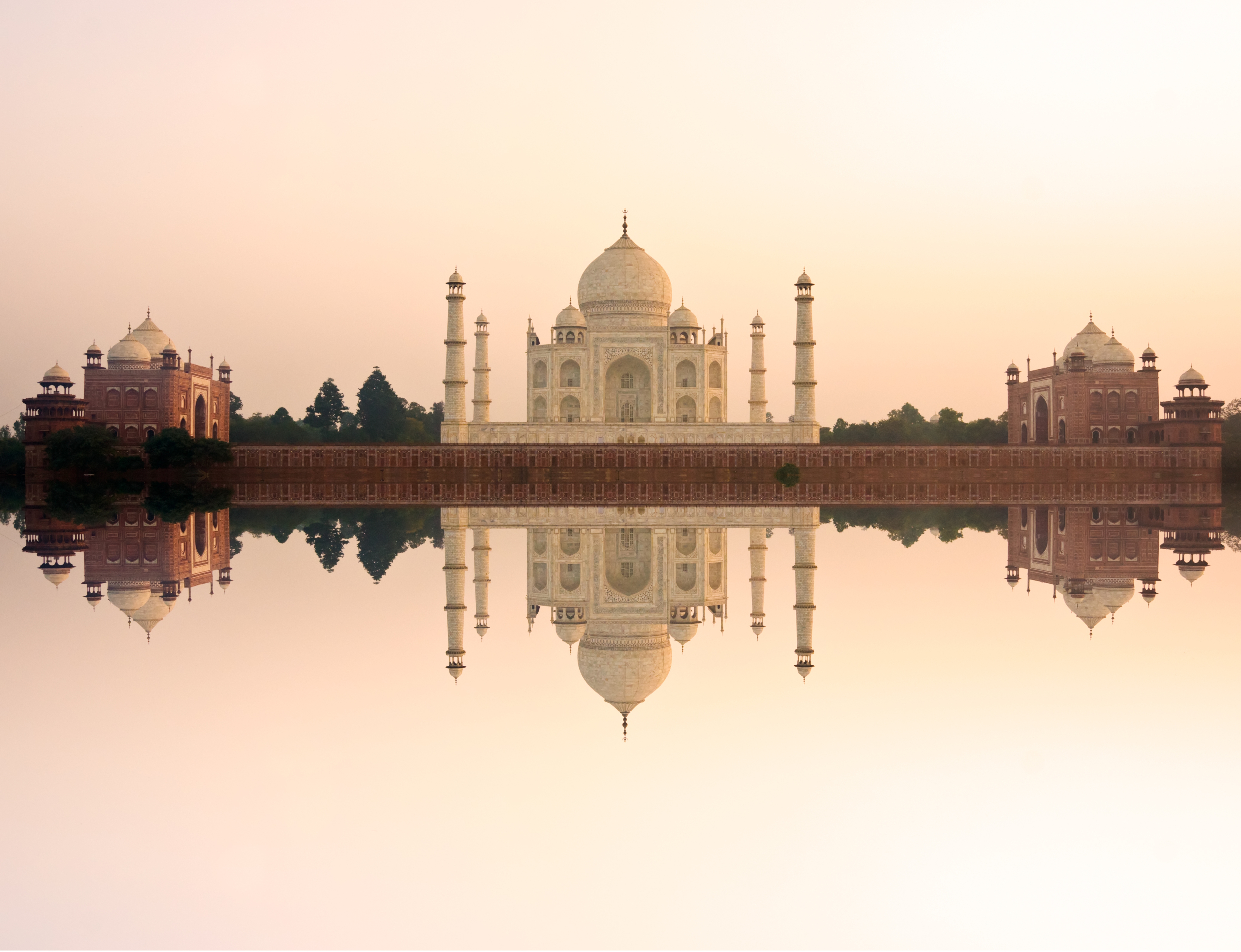 Taj Mahal Building Reflection Water Dome Monument Architecture India 6565x5040