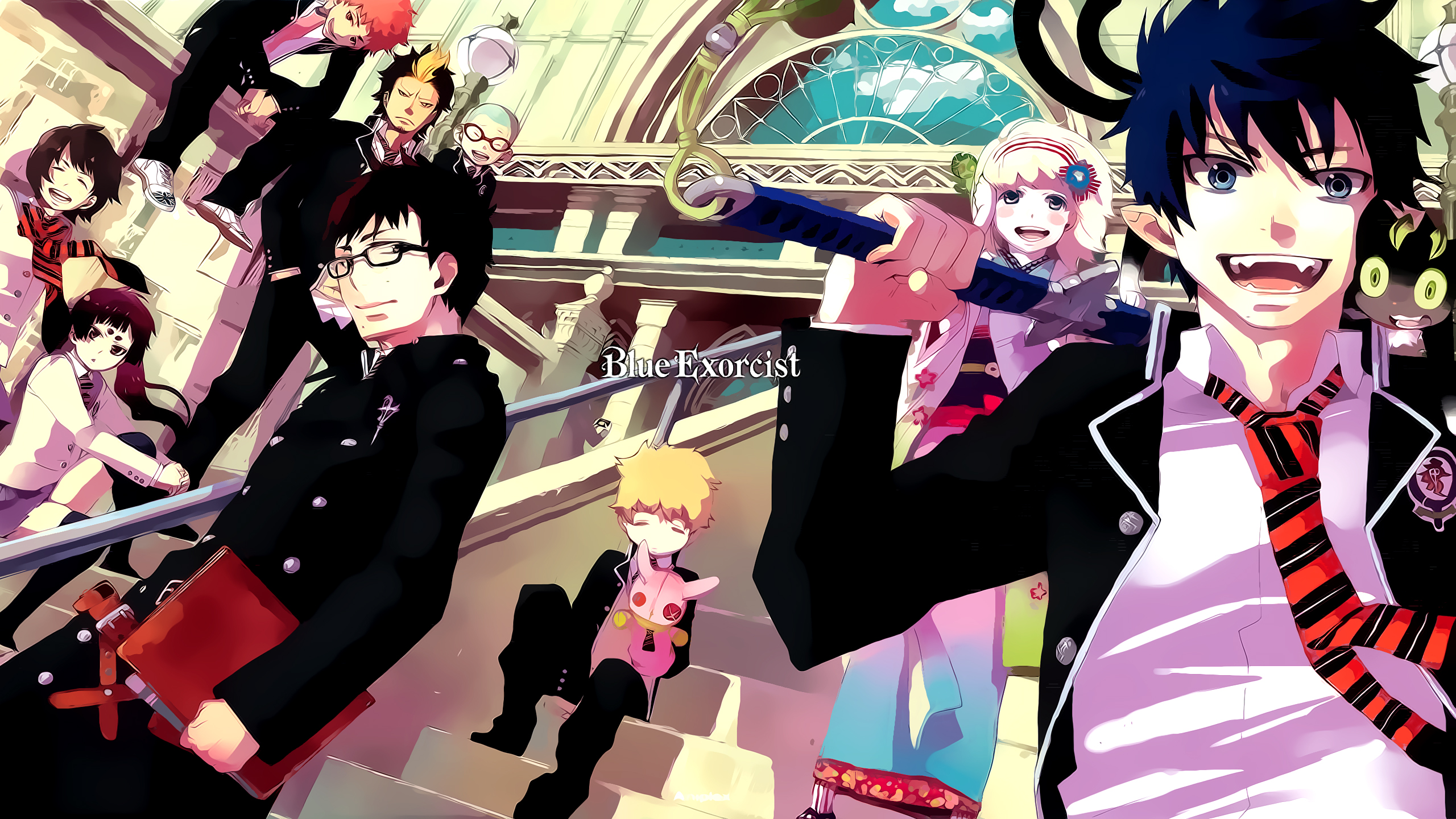 Ao No Exorcist Kuro Ao No Exorcist Rin Okumura Shiemi Moriyama Konekomaru Miwa Ryuji Suguro Renzo Sh 2560x1440