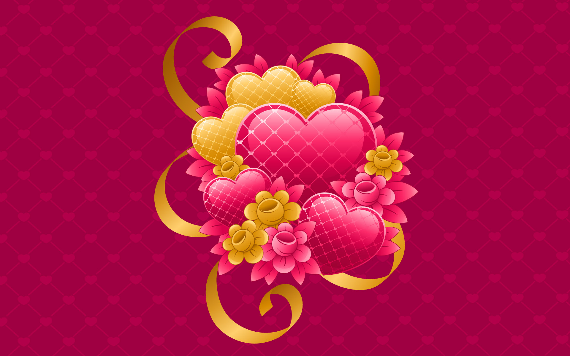 Holiday Valentines Day Heart Vector Colorful 1920x1200