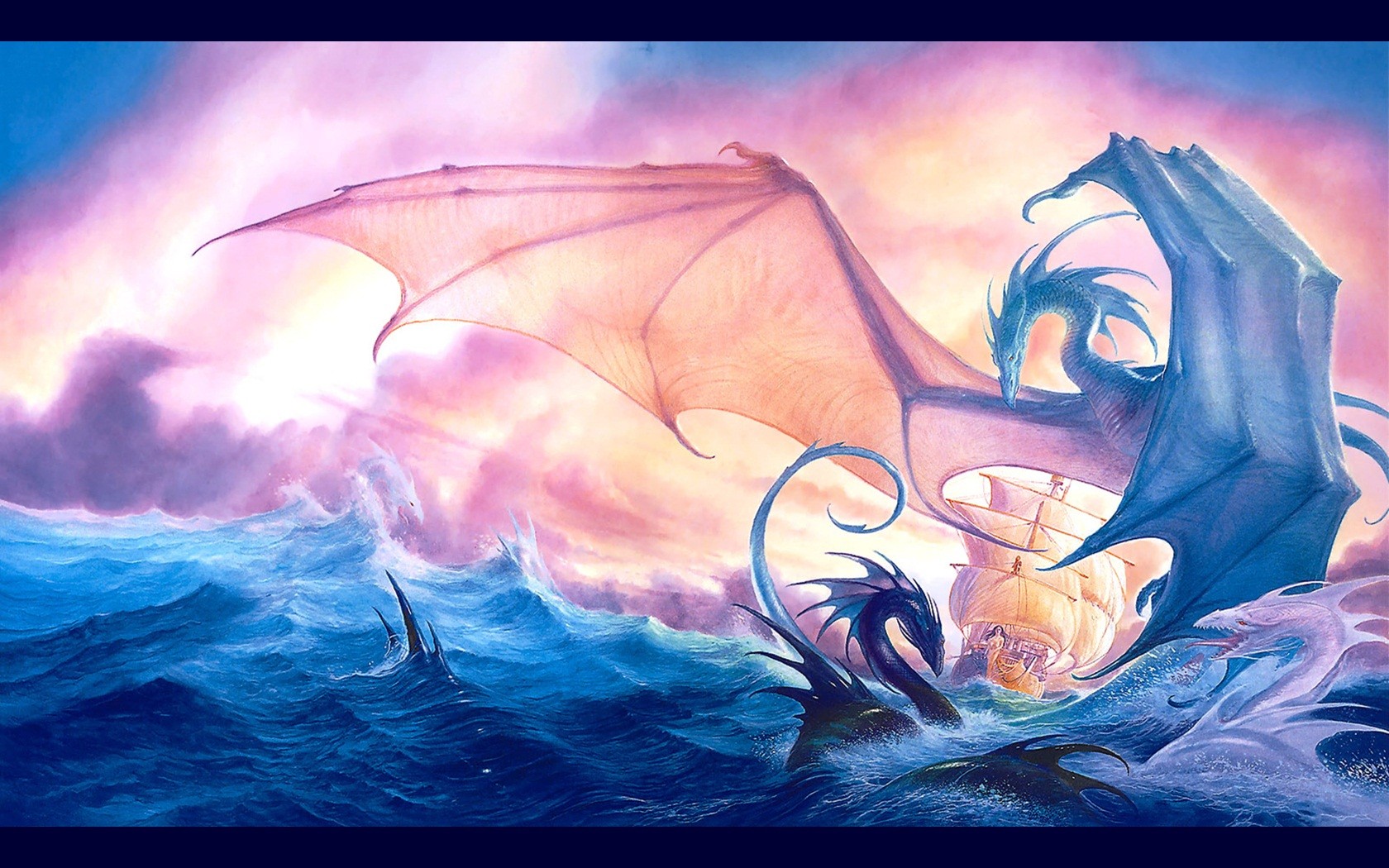 Dragon John Howe Artwork Sea Creature 1680x1050