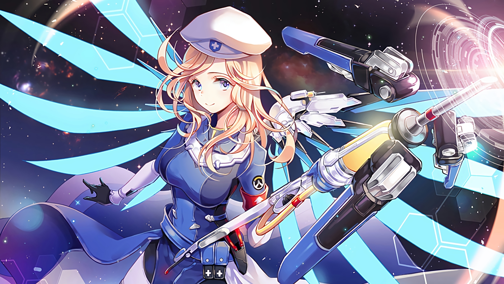 Overwatch Video Games Combat Medic Ziegler Anime Mercy Overwatch Digital Art 1920x1080