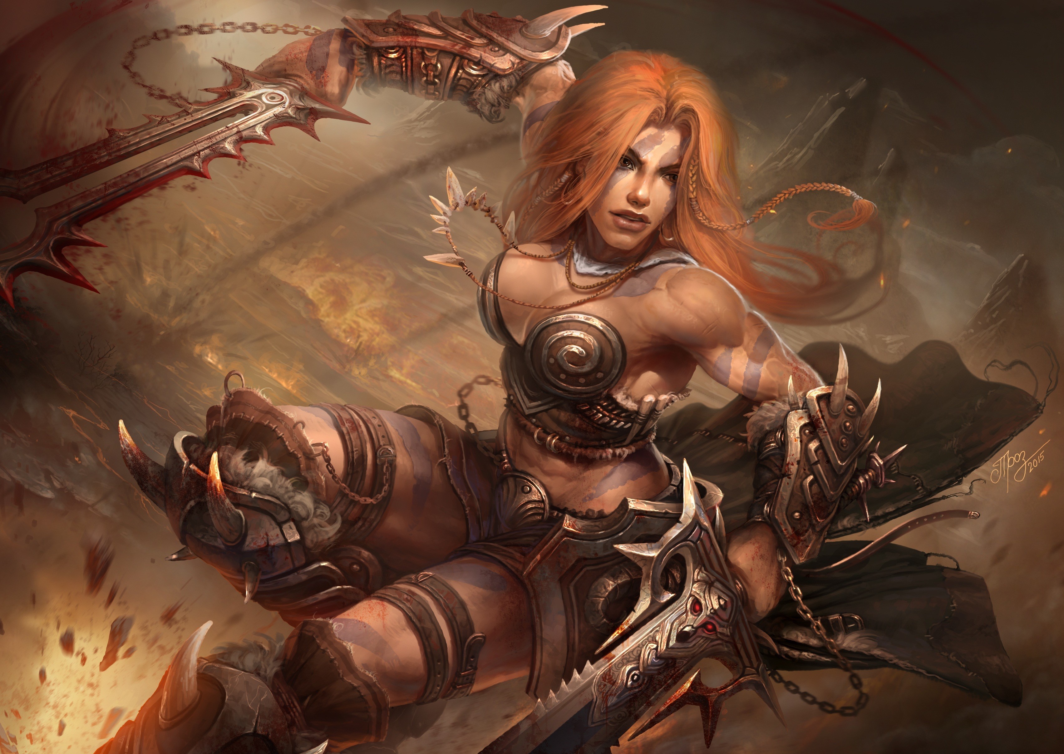 Fantasy Art Artwork Diablo Iii Barbarian 3408x2415
