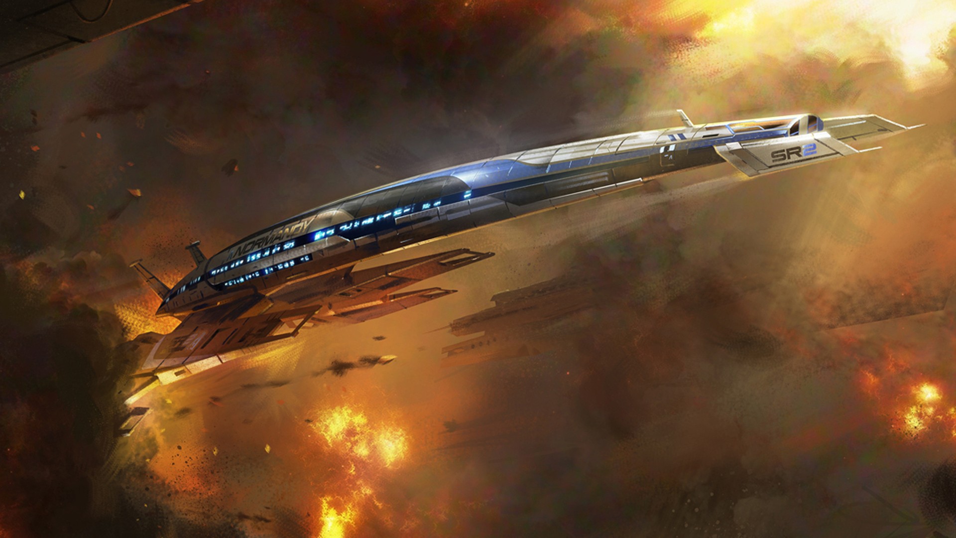 Mass Effect Normandy SR 2 Spaceship Fantasy Art Video Games Upscaled 1920x1080