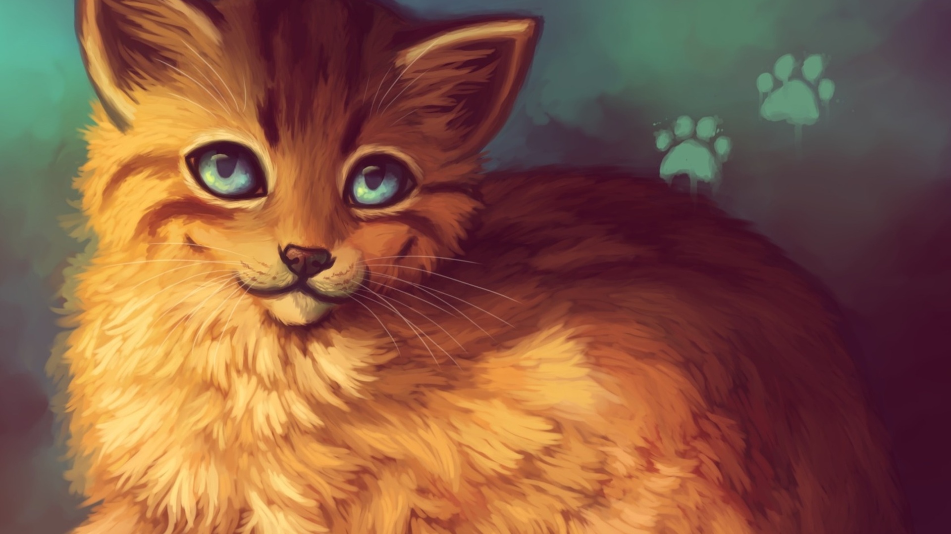 Cats Paws Footprints Red Digital Art 1920x1080