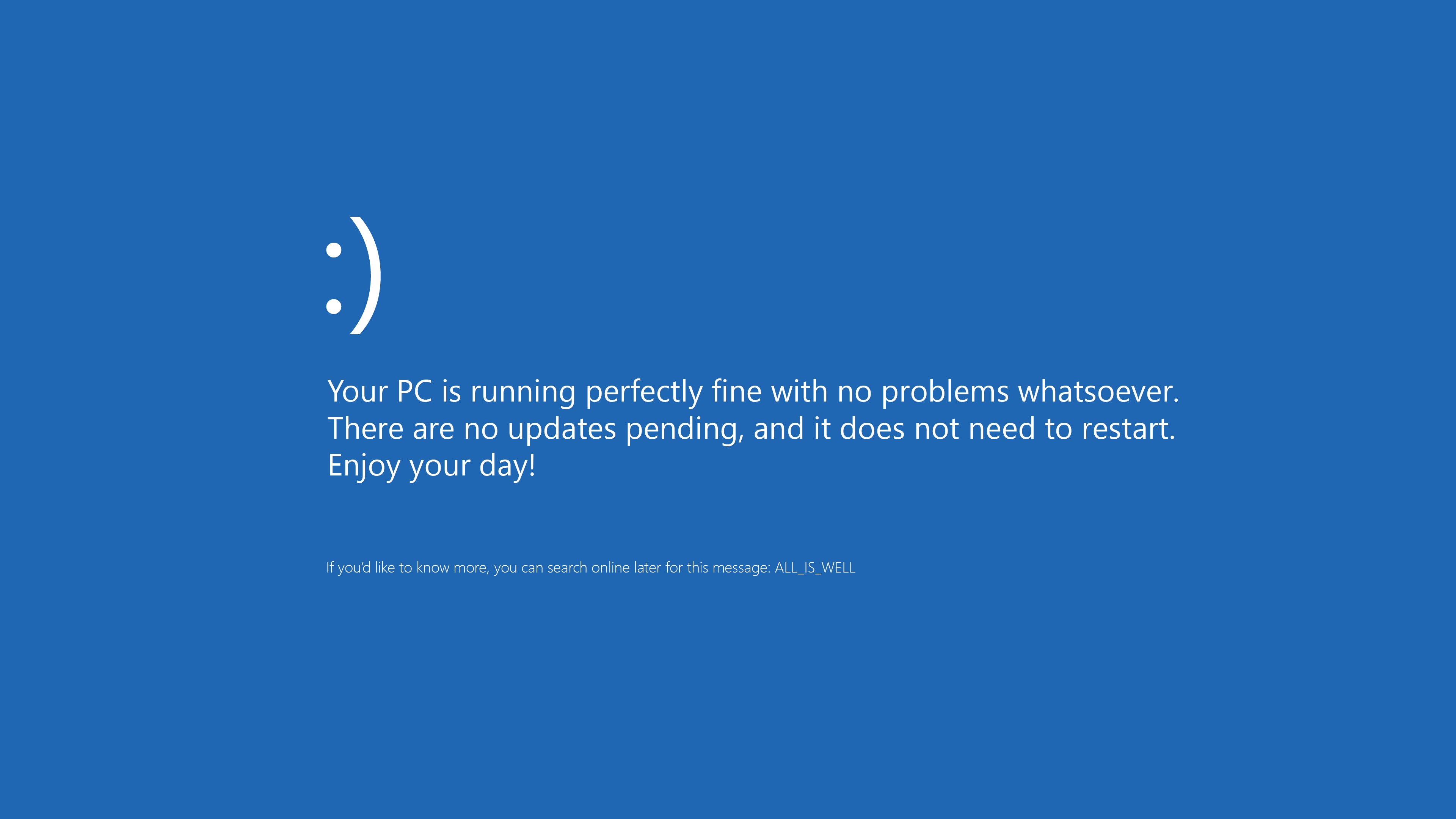 Windows 10 Blue Screen Of Death Warning Signs Blue Microsoft Text Humor 3840x2160