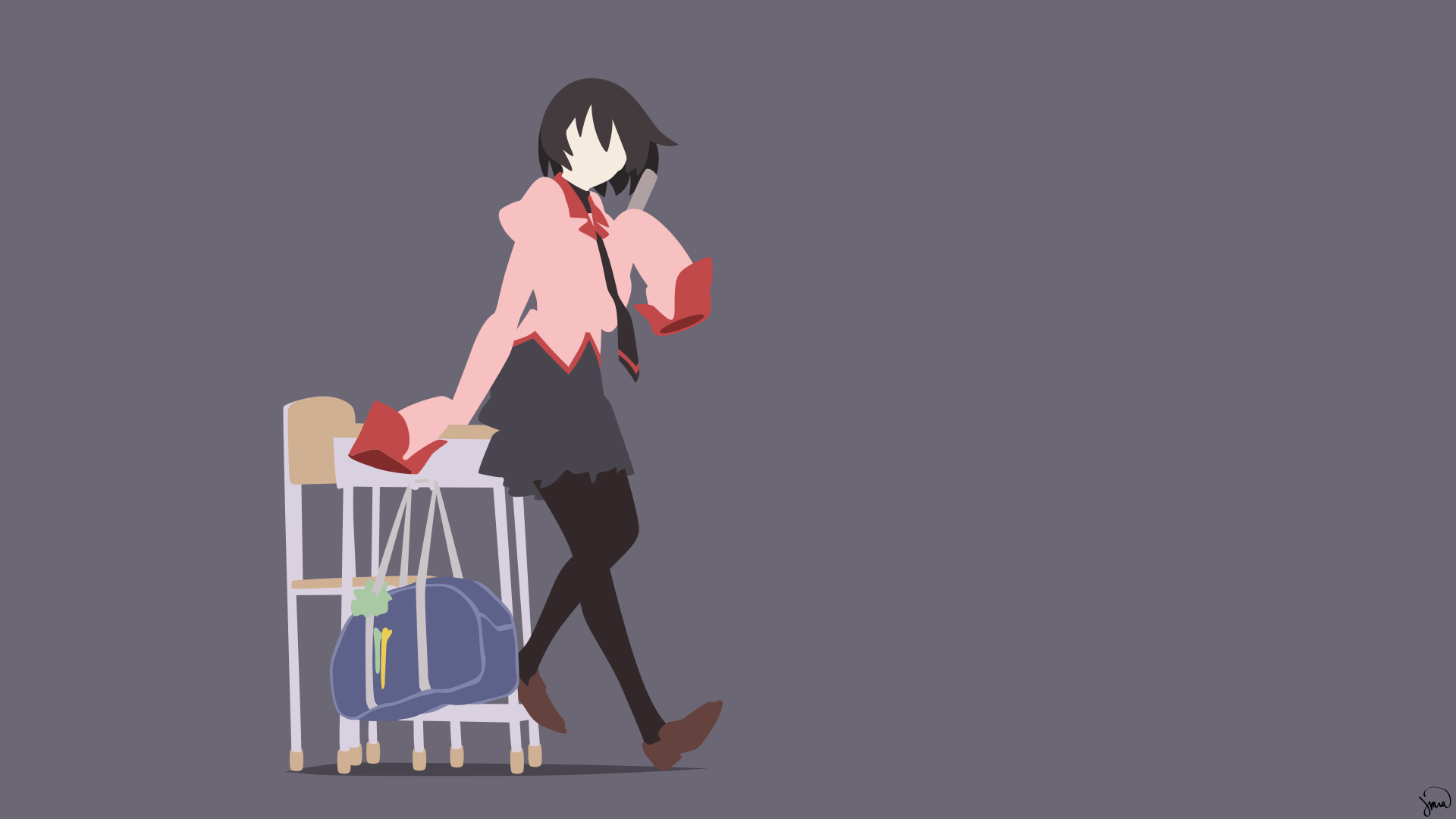 Anime Girls Monogatari Series Oshino Ougi Vector 1920x1080