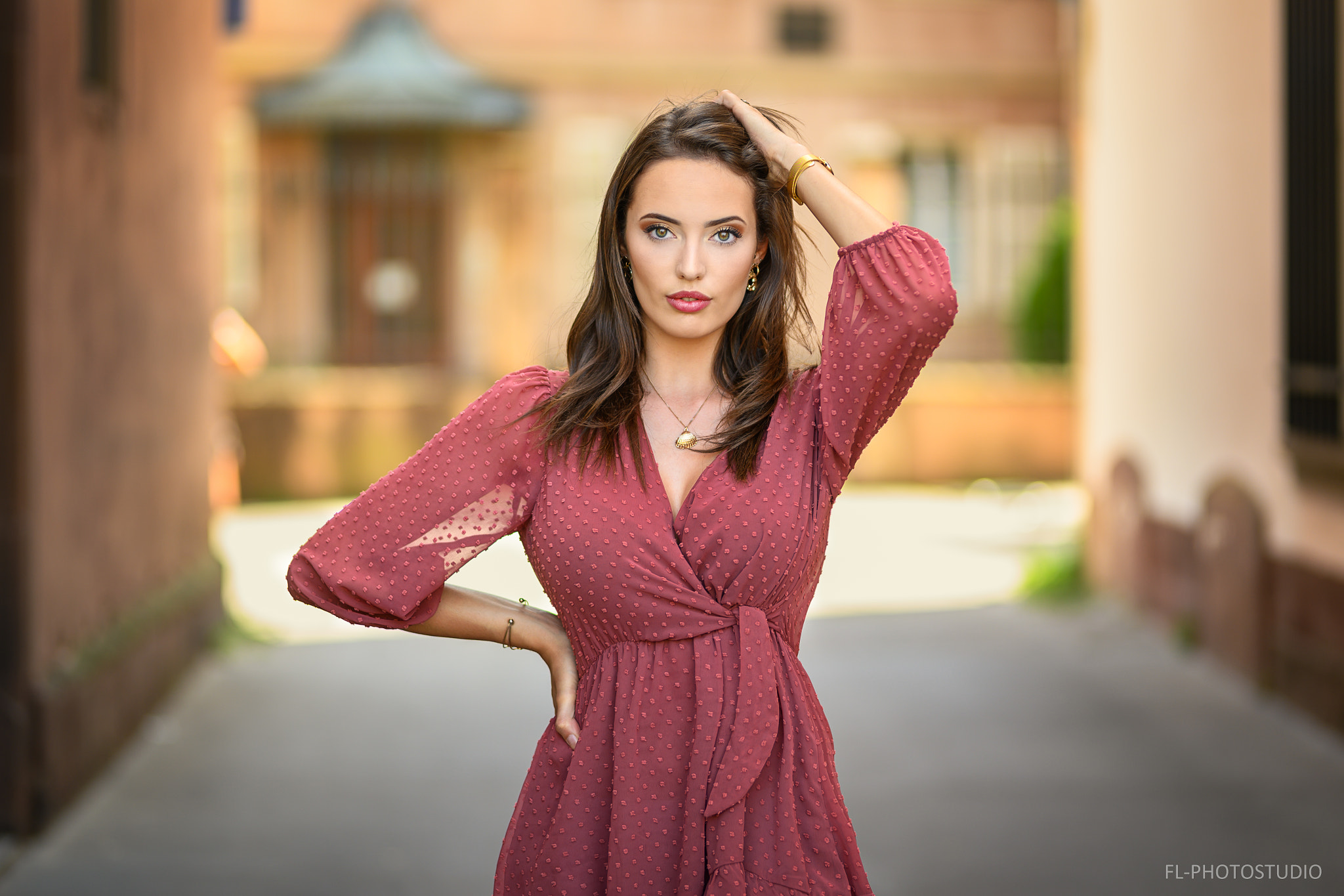 Women Long Hair Women Outdoors Depth Of Field Dress Lods Franck Auburn Hair Model Hand On Head Neckl 2048x1365