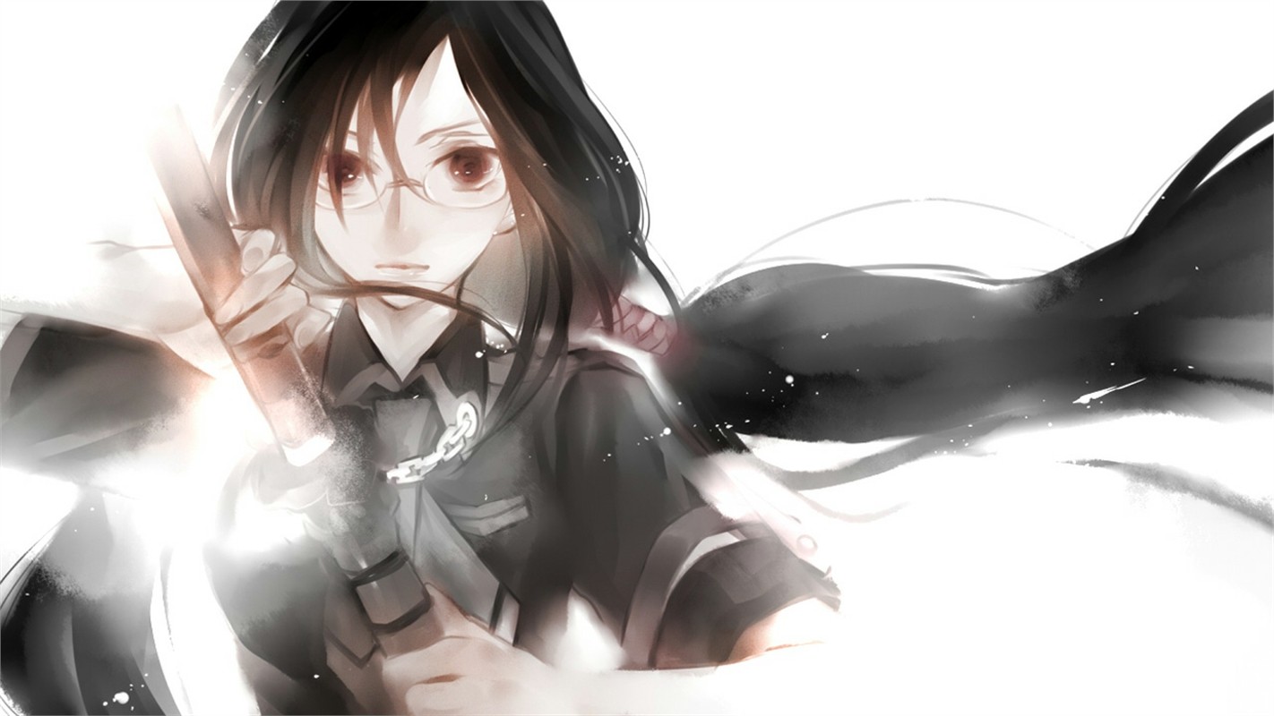 Blood C Kisaragi Saya White Background Glasses Long Hair 1422x800