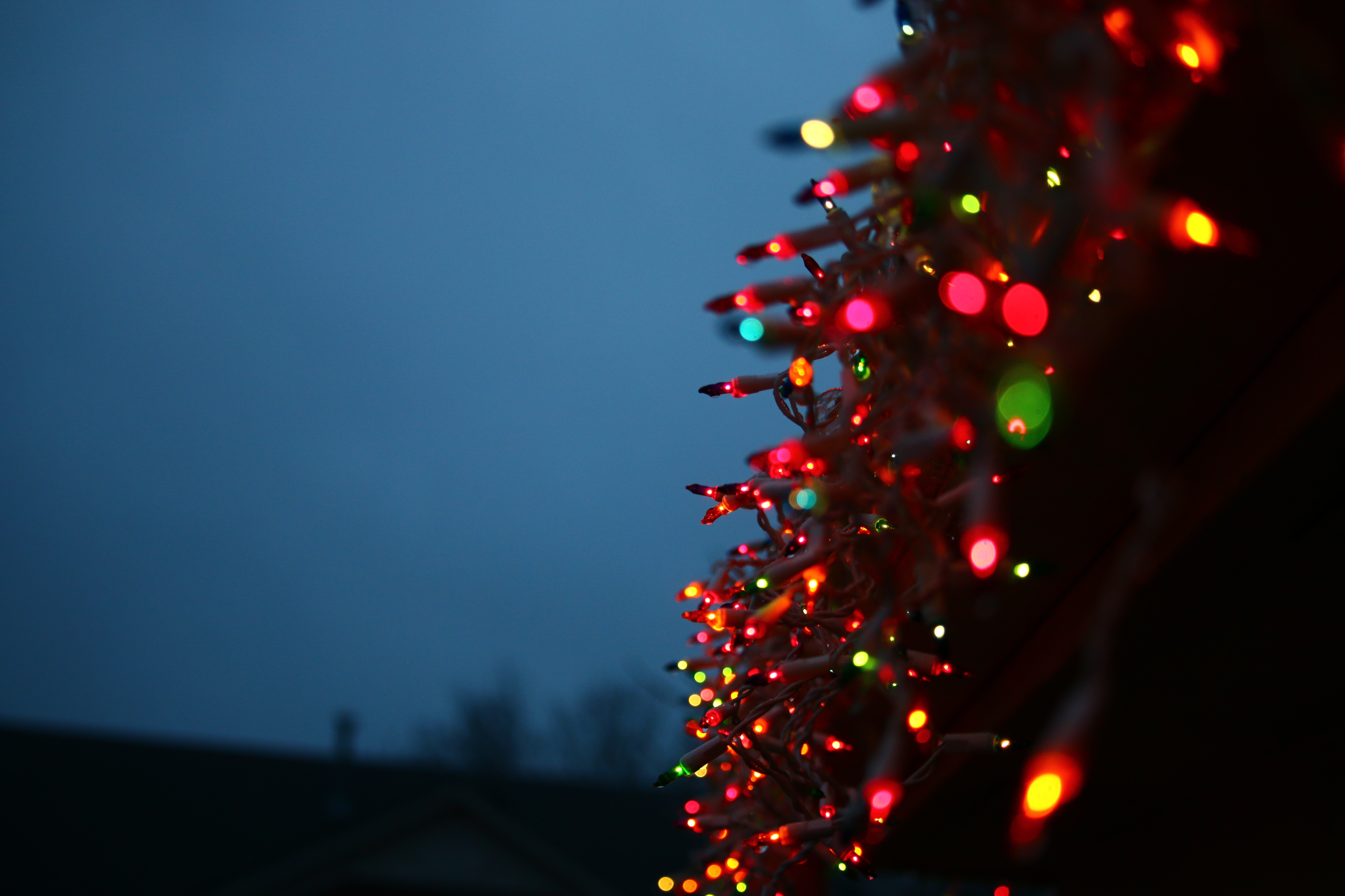 Christmas Lights LEDs Outdoors Blurred 5472x3648