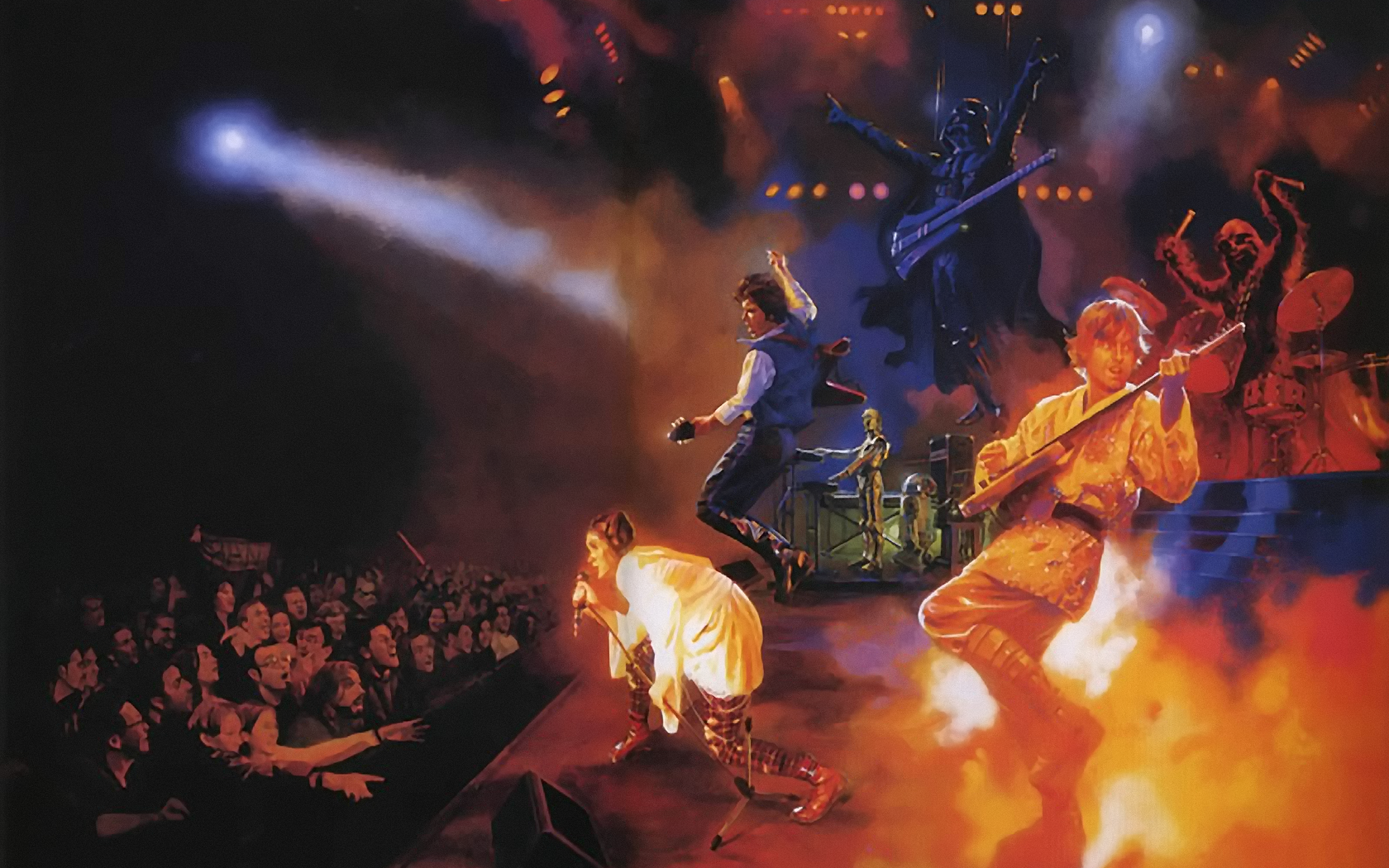 Star Wars Concerts Humor Han Solo Darth Vader Luke Skywalker Artwork Chewbacca Princess Leia R2 D2 C 1680x1050