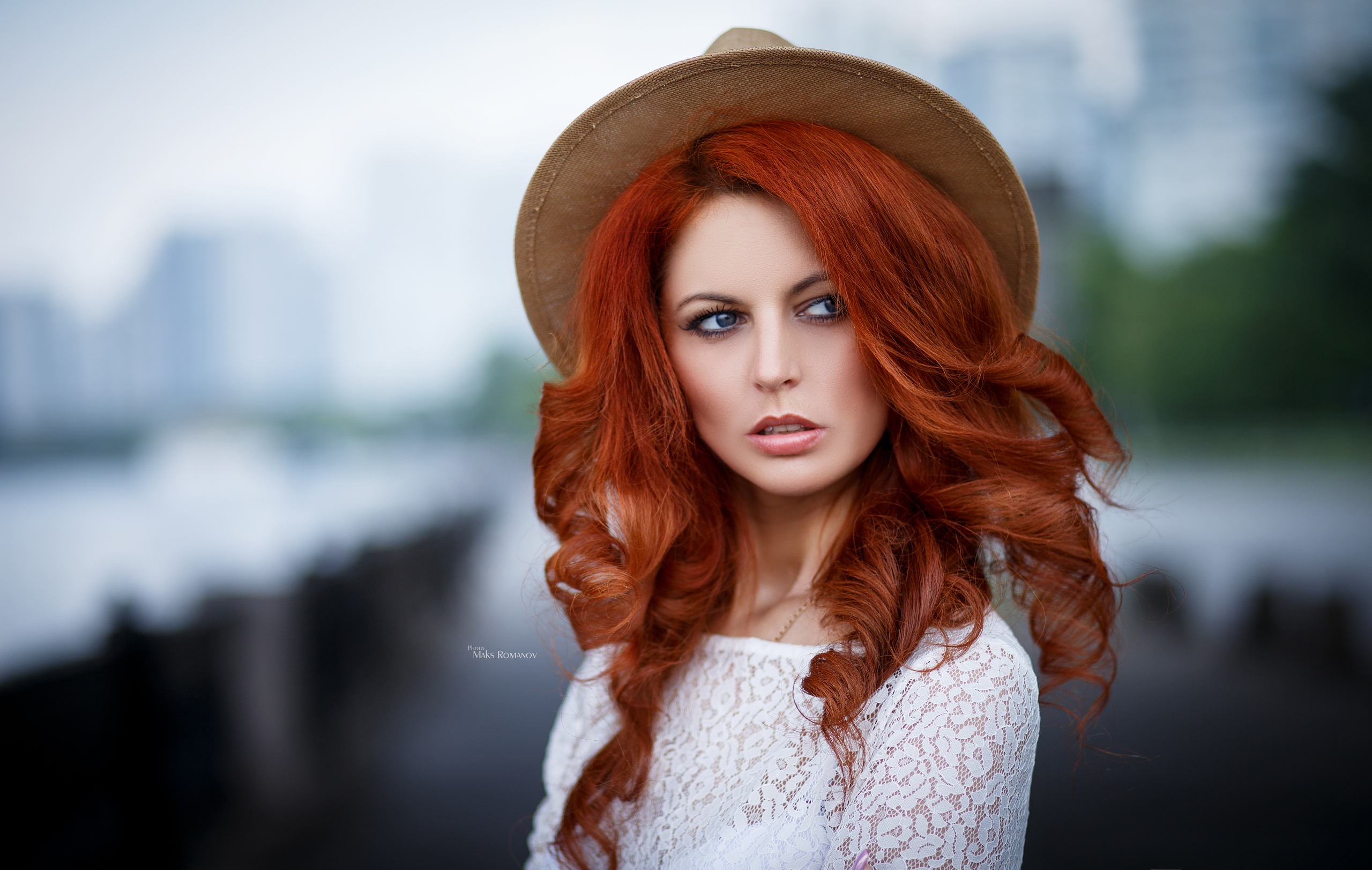Women Maksim Romanov Portrait Redhead Hat 2560x1623