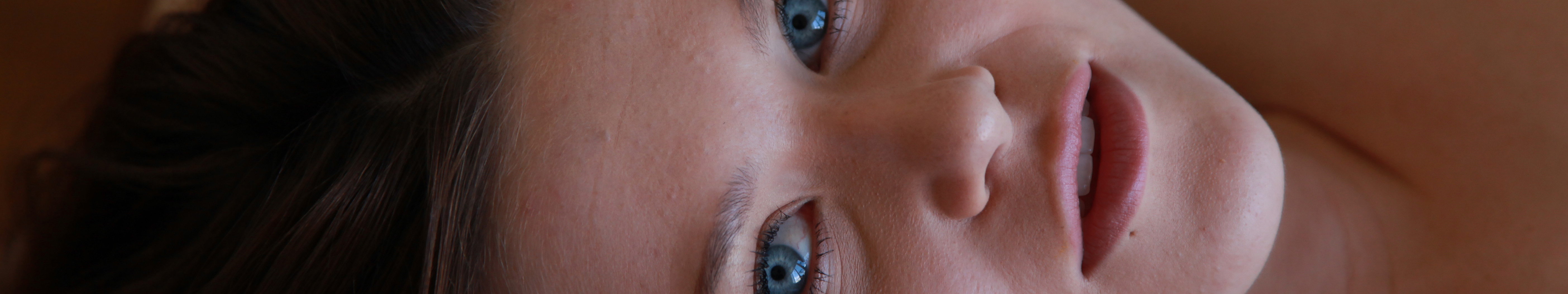Women Triple Screen Face Blue Eyes 5616x1053