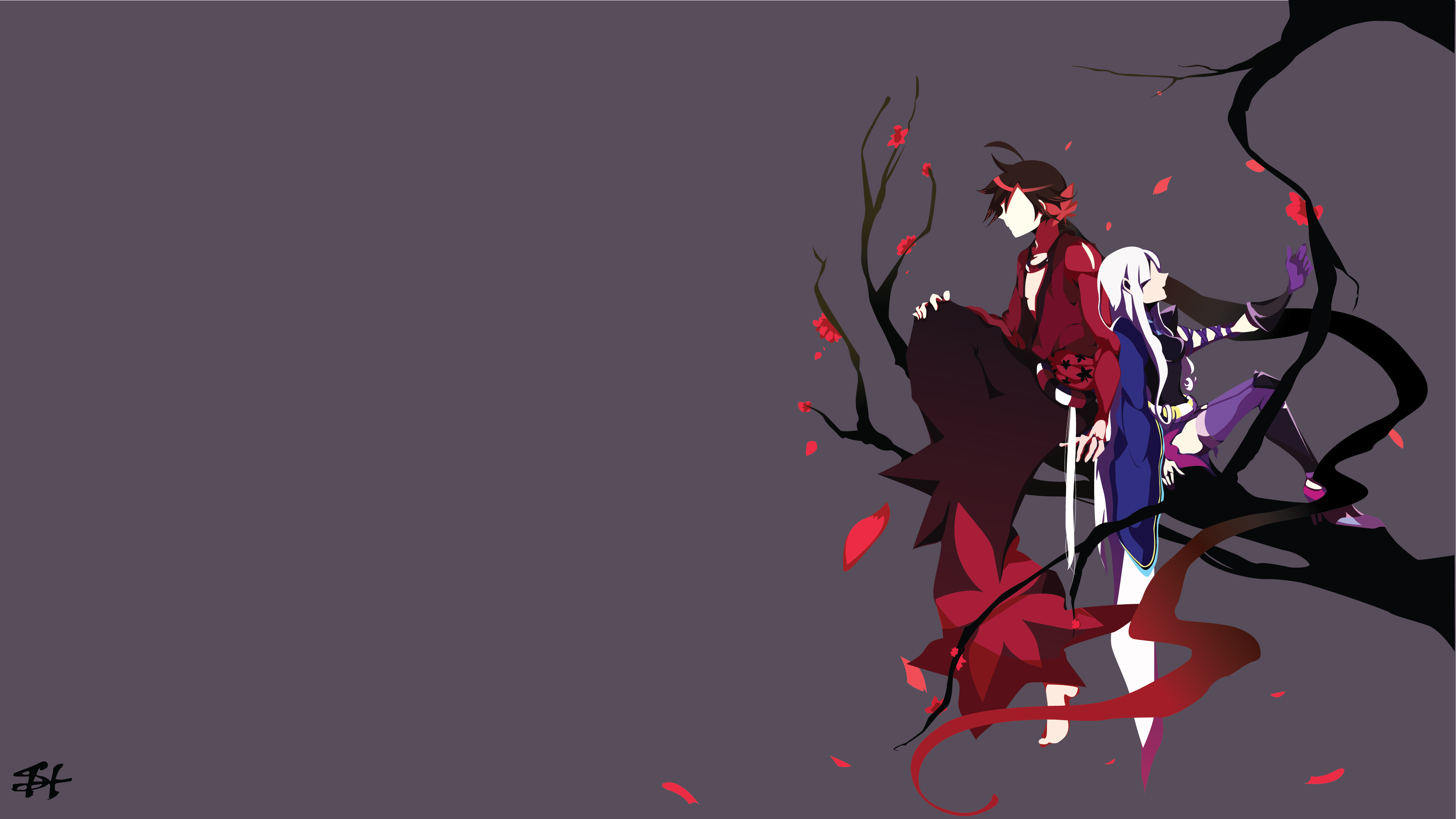 Katanagatari Togame Yasuri Shichika Minimalism 3843x2161