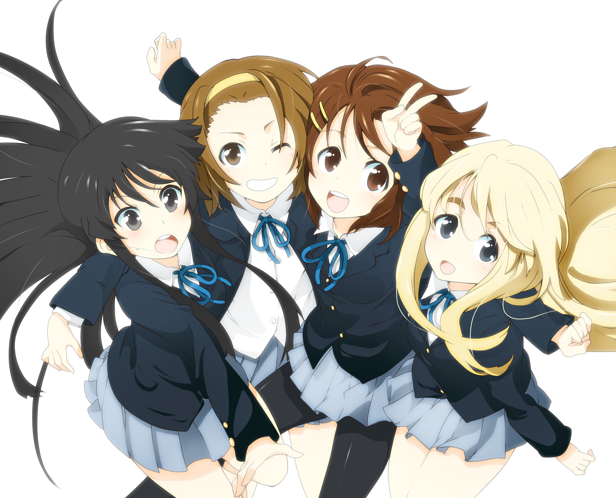 K ON Anime Girls Akiyama Mio Tainaka Ritsu Kotobuki Tsumugi Hirasawa Yui School Uniform Skirt Ribbon 2526x2040