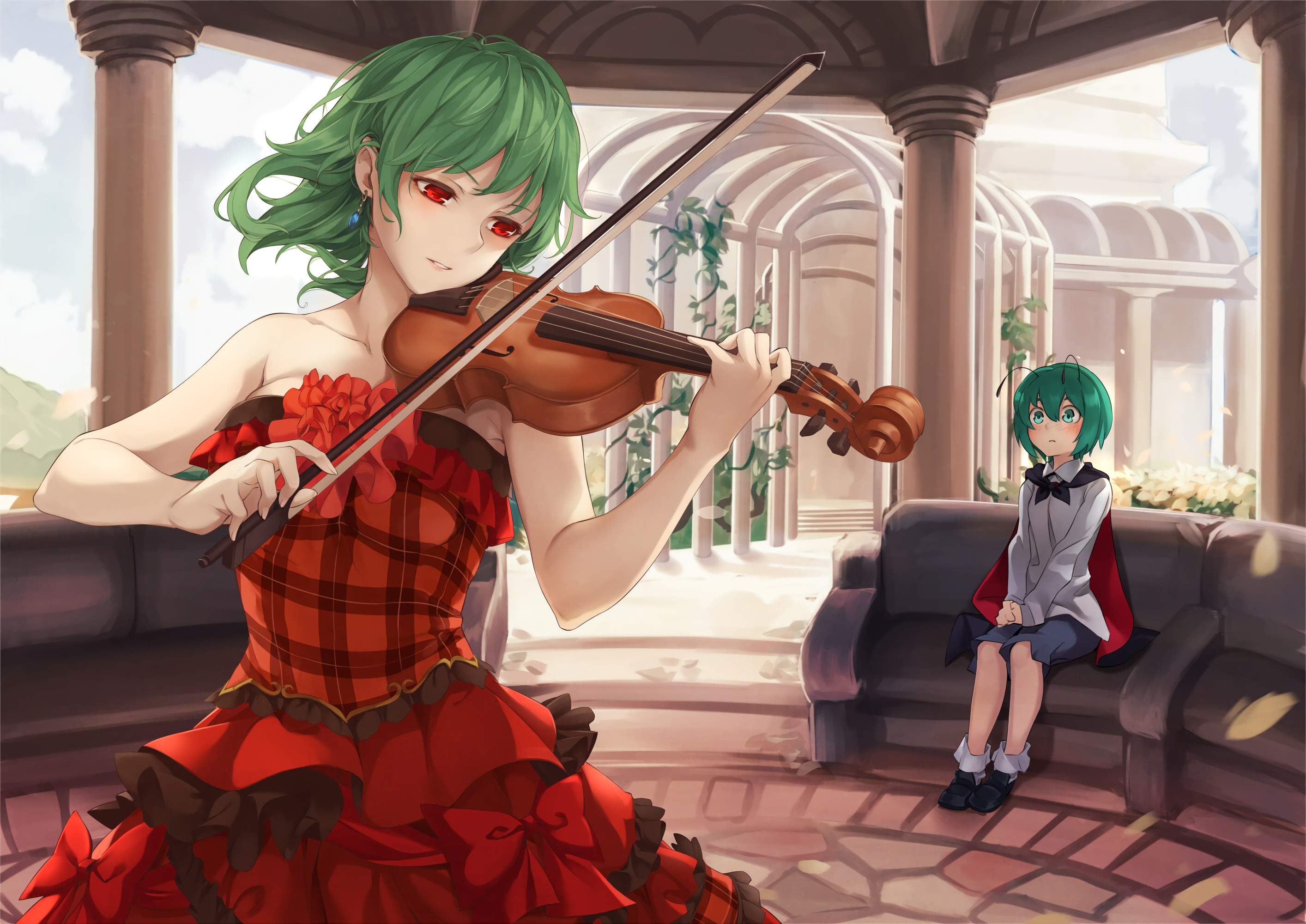 Anime Anime Girls Touhou Kazami Yuuka Wriggle Nightbug Dress Green Eyes Green Hair Red Eyes Short Ha 2828x2000