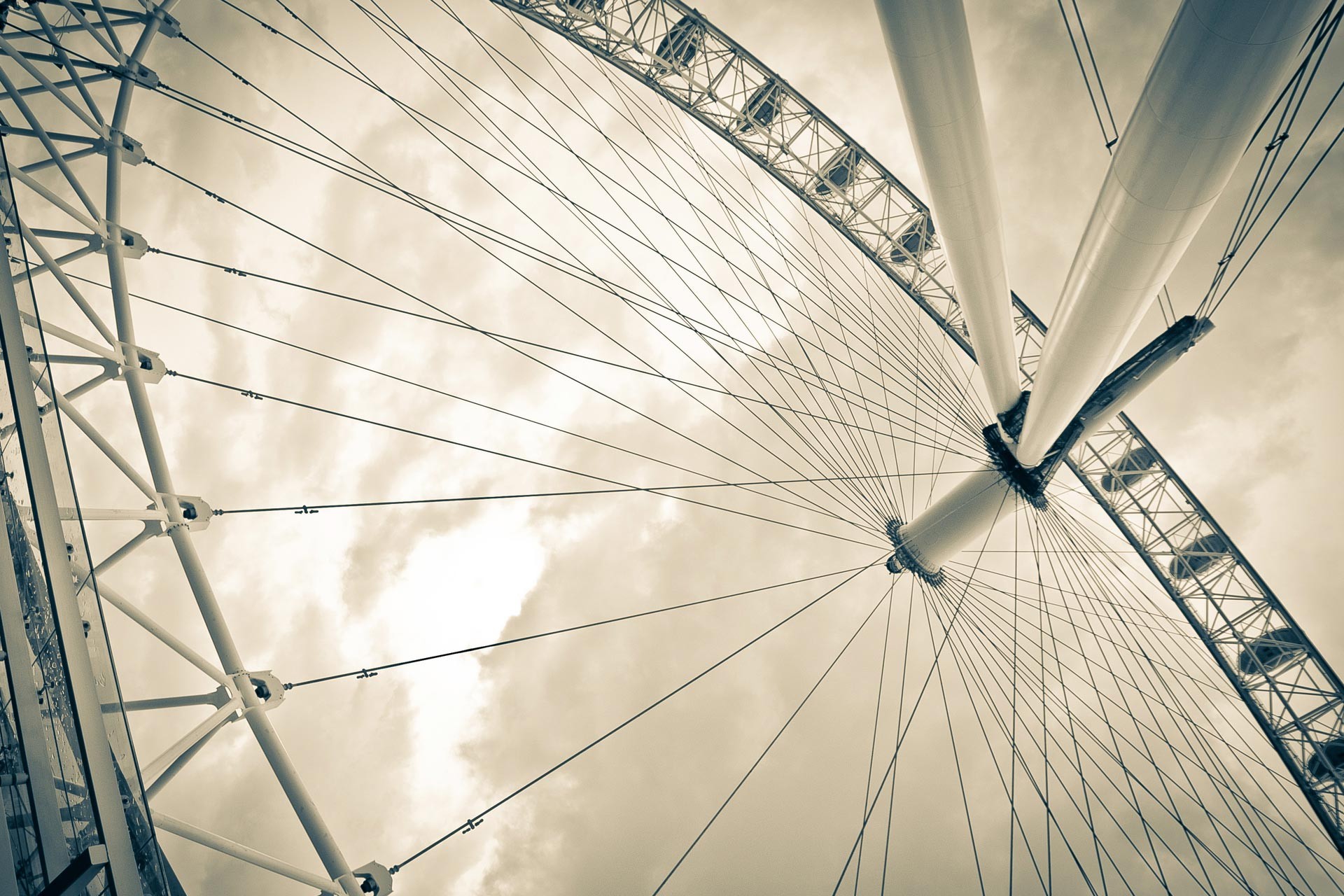 Monochrome Ferris Wheel Worms Eye View Bottom View 1920x1280