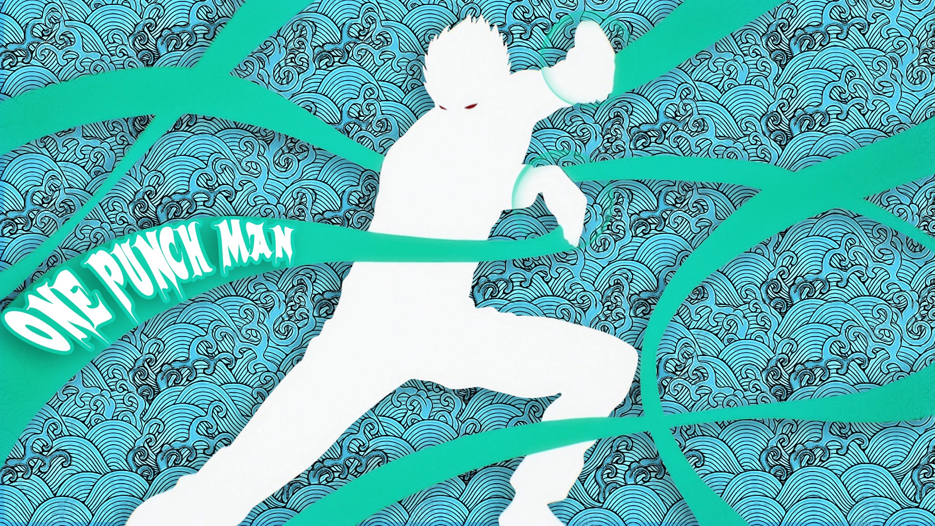 Silver Fang One Punch Man Anime Red Eyes Cyan 1920x1080