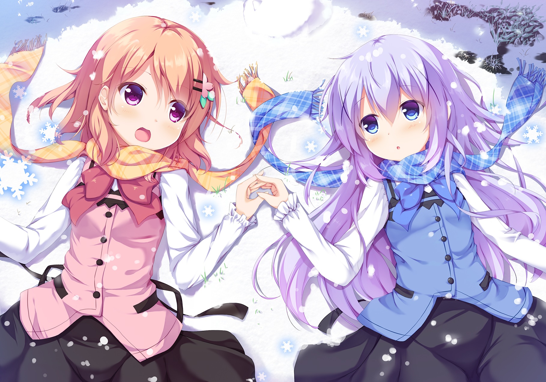 Is The Order A Rabbit Kokoa Hoto Chino Kaf Short Hair Snow Orange Hair Purple Hair Long Hair Dress S 1818x1272