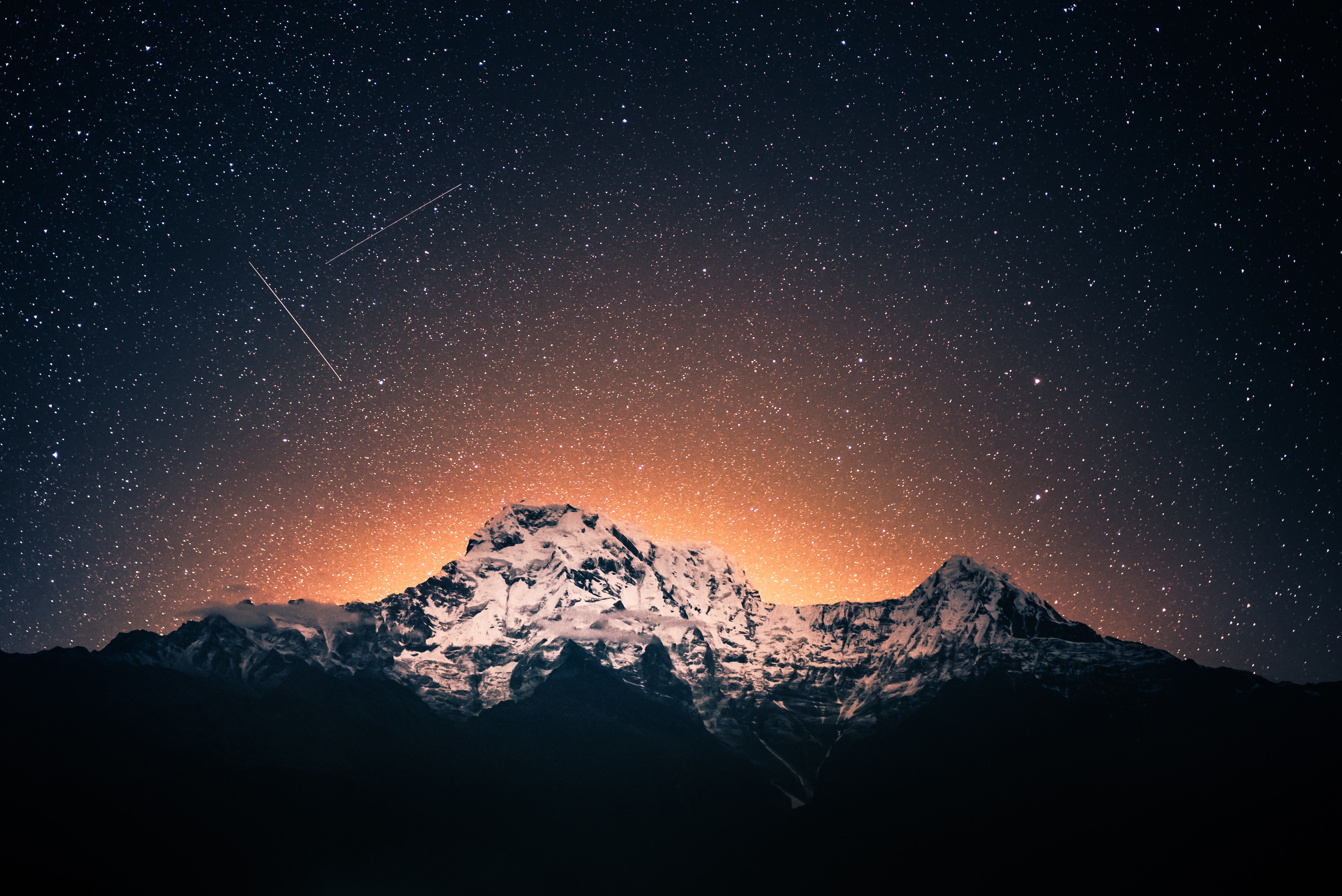 Ghandruk Nepal Night Sky Night Sky Landscape Outdoors Stars Space Mountain Top Comet Orange Dusk Rid 4240x2832